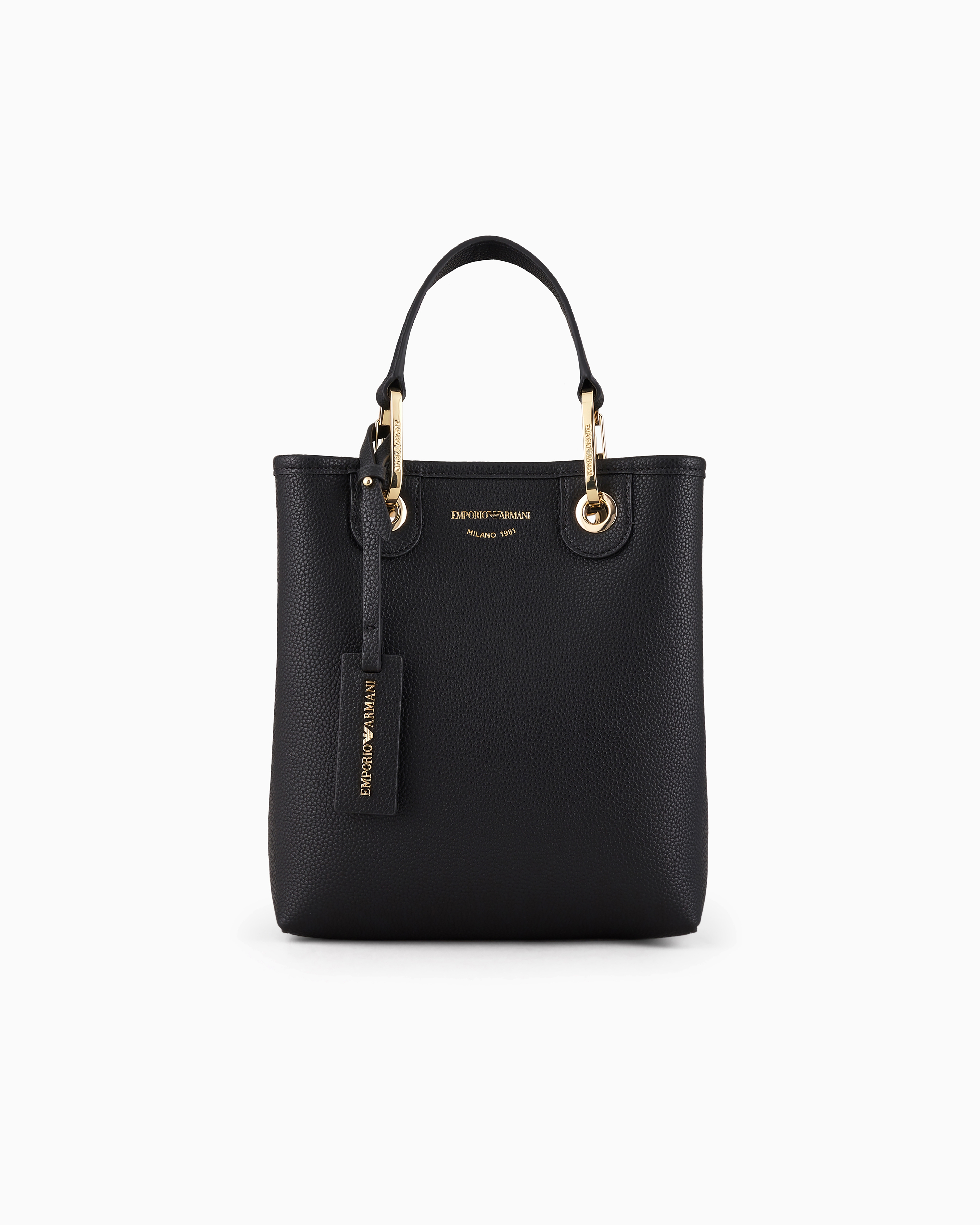 Emporio Armani Black Deer-Print Myea Vertical Shopper Bag