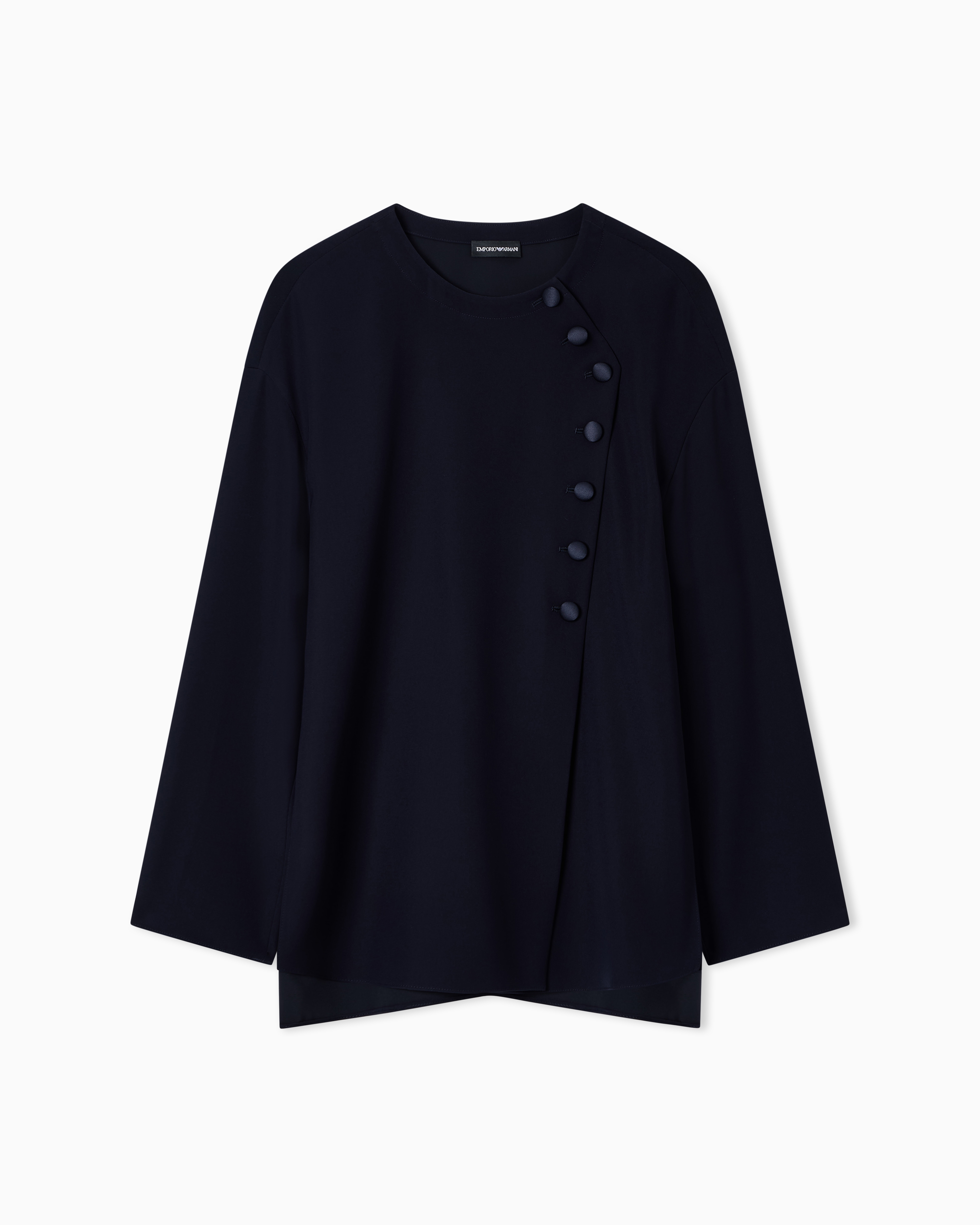 Emporio Armani Donna Blusa Con Chiusura Asimmetrica In Tecno Cady