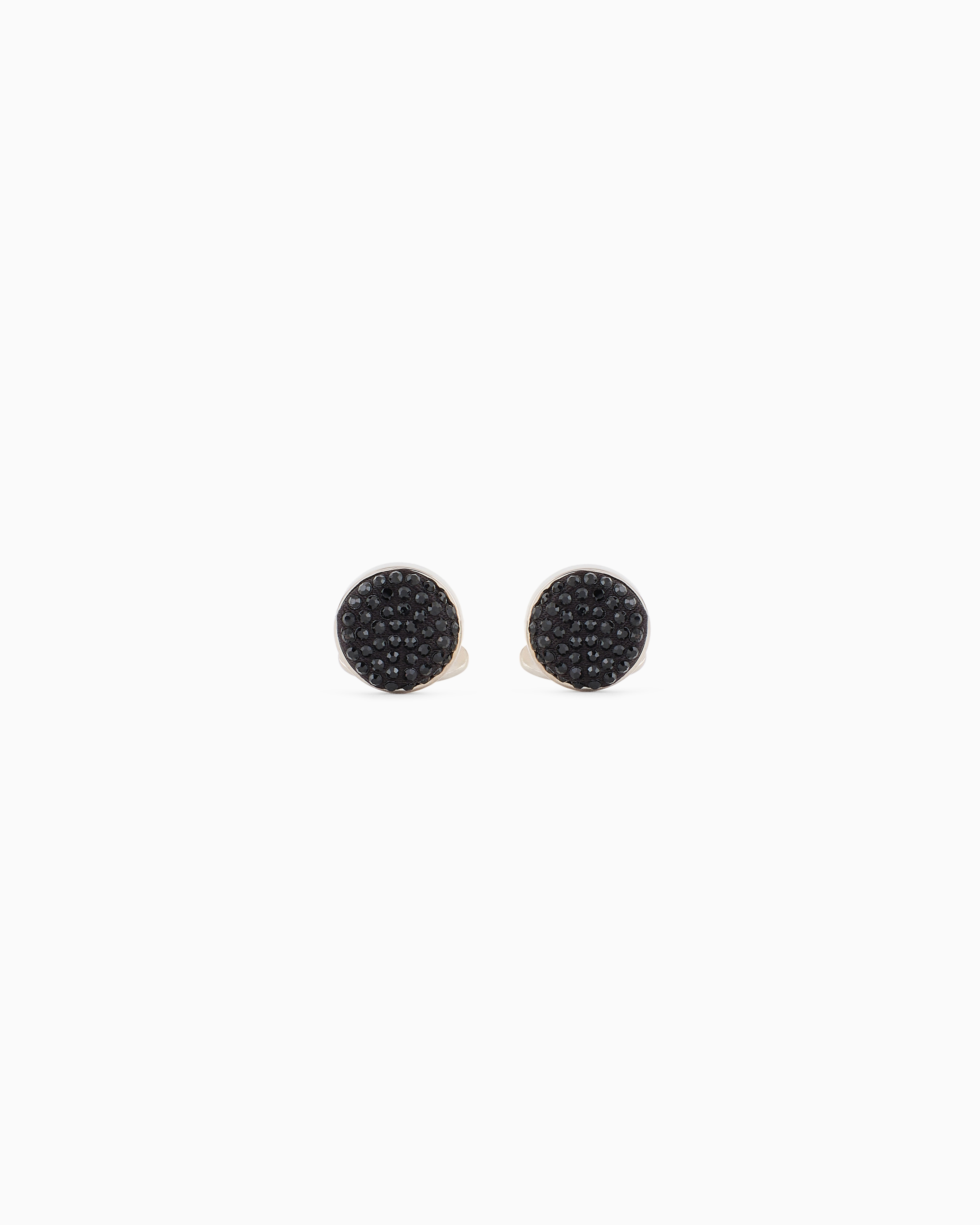 Giorgio Armani Black Sterling Silver Cufflinks With Satin And Crystals