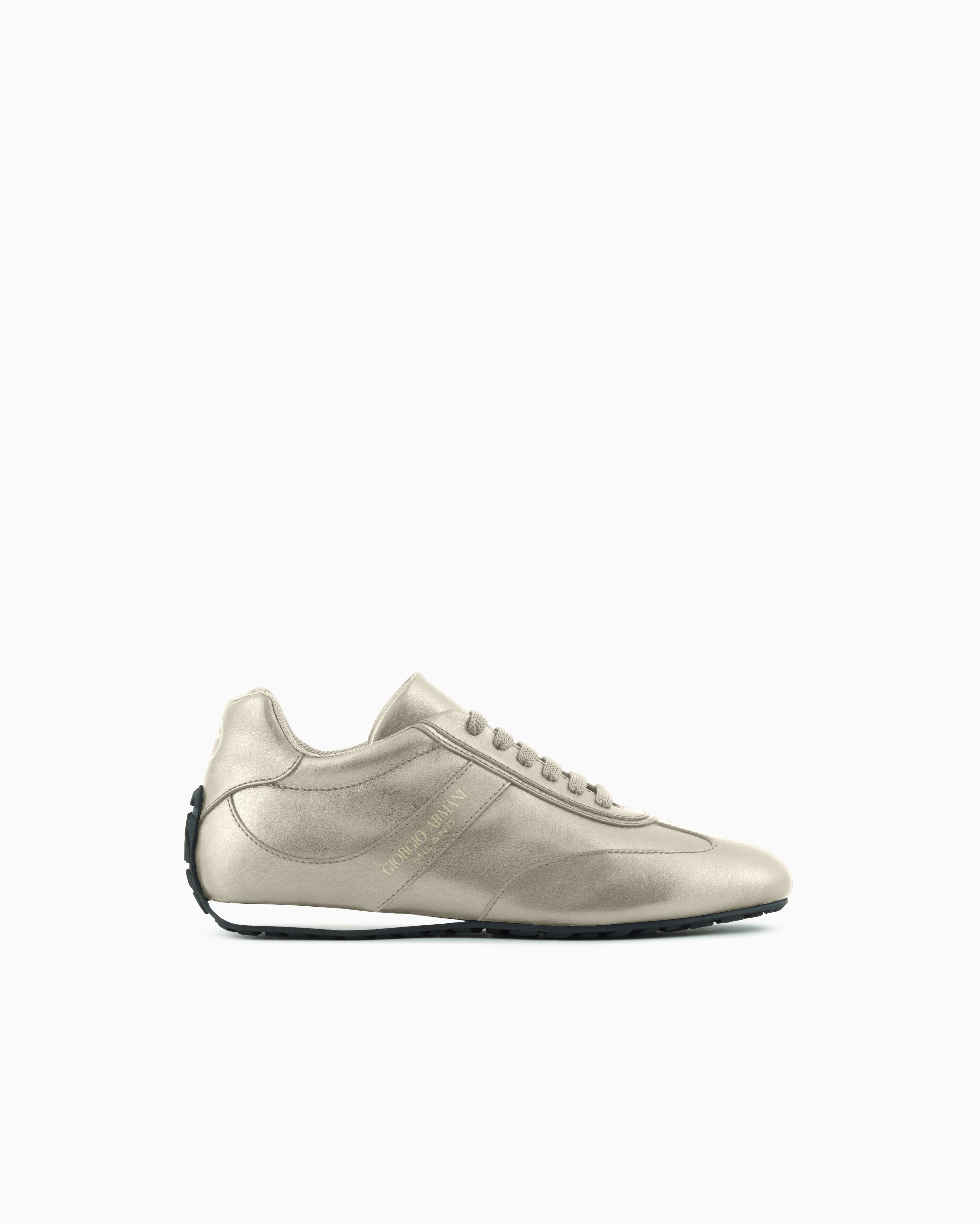 Giorgio Armani Beige Lamé Leather Sneakers
