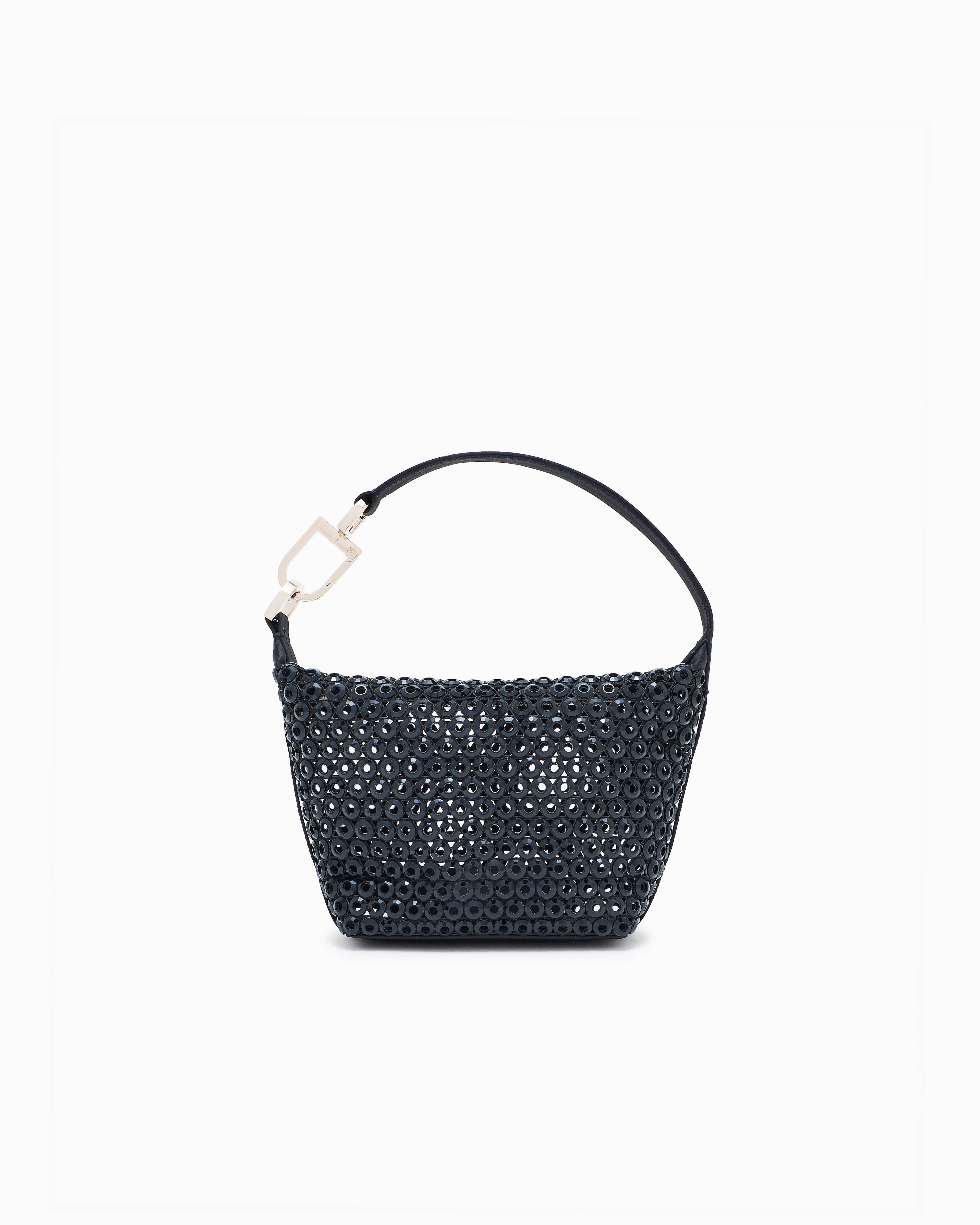 Giorgio Armani Black Laser-Cut Satin And Rhinestone La Prima Soft Mini Handbag