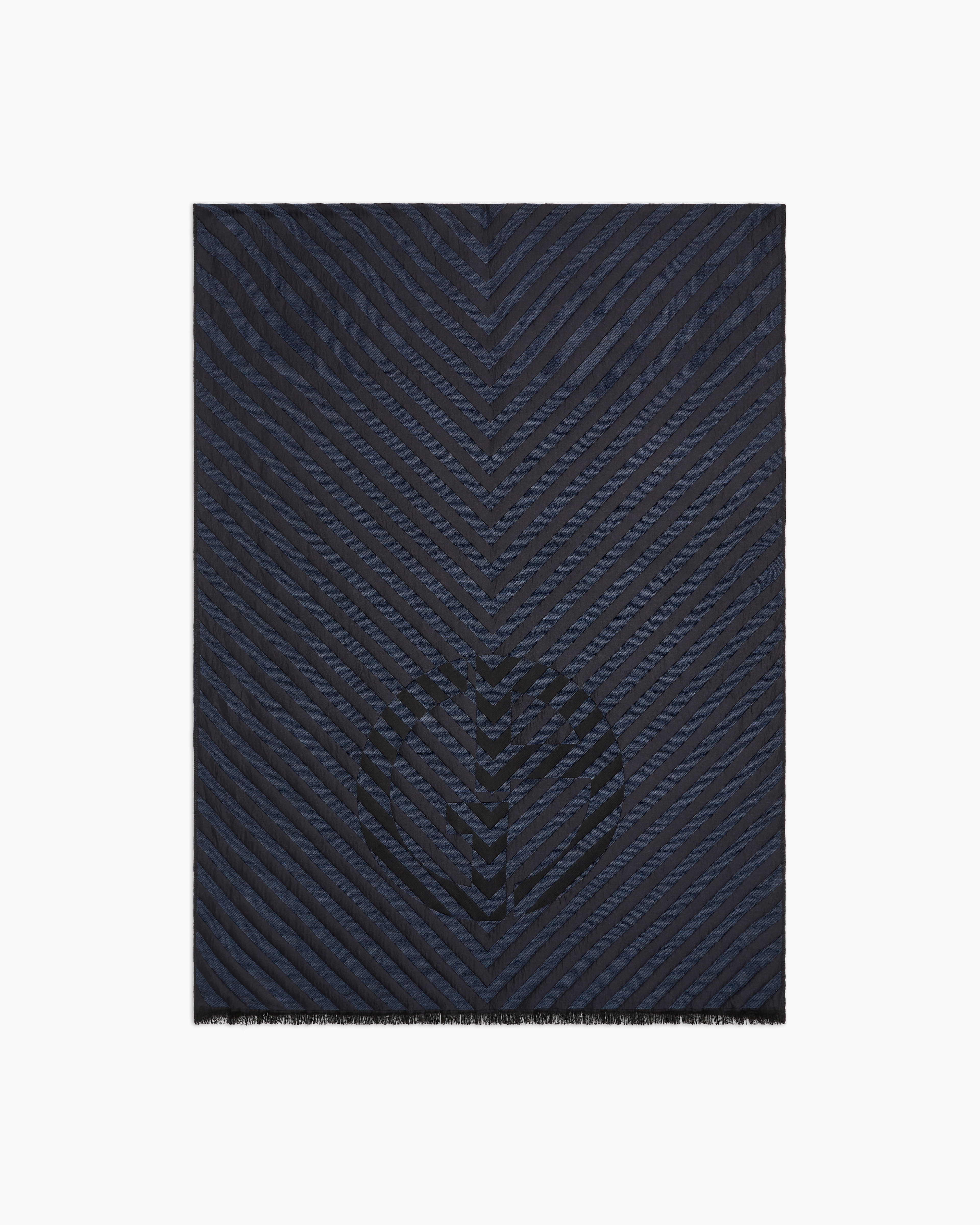 Giorgio Armani Blue Jacquard Virgin Wool And Silk Stole