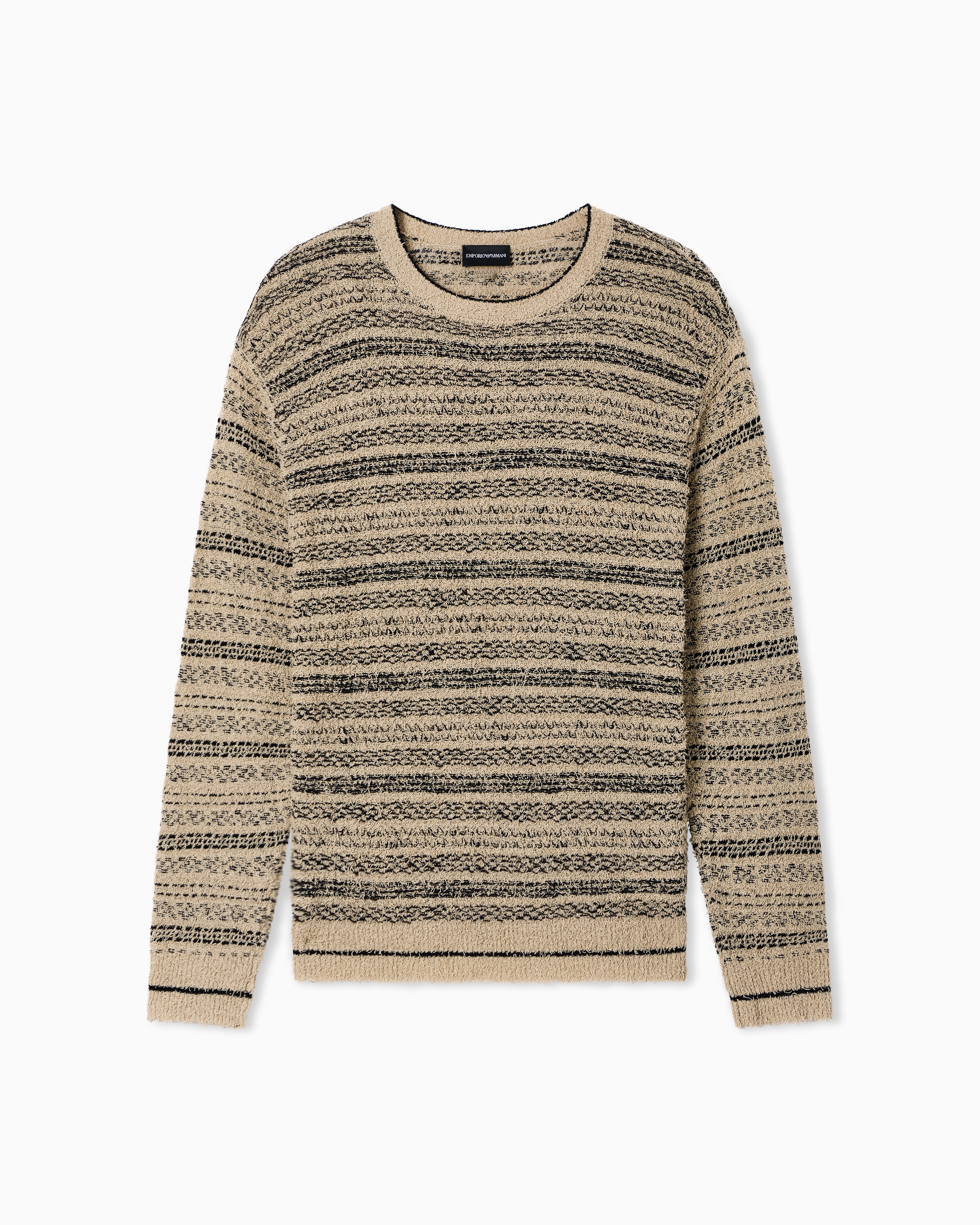 Emporio Armani Beige Jacquard Motif Loose Knit Jumper