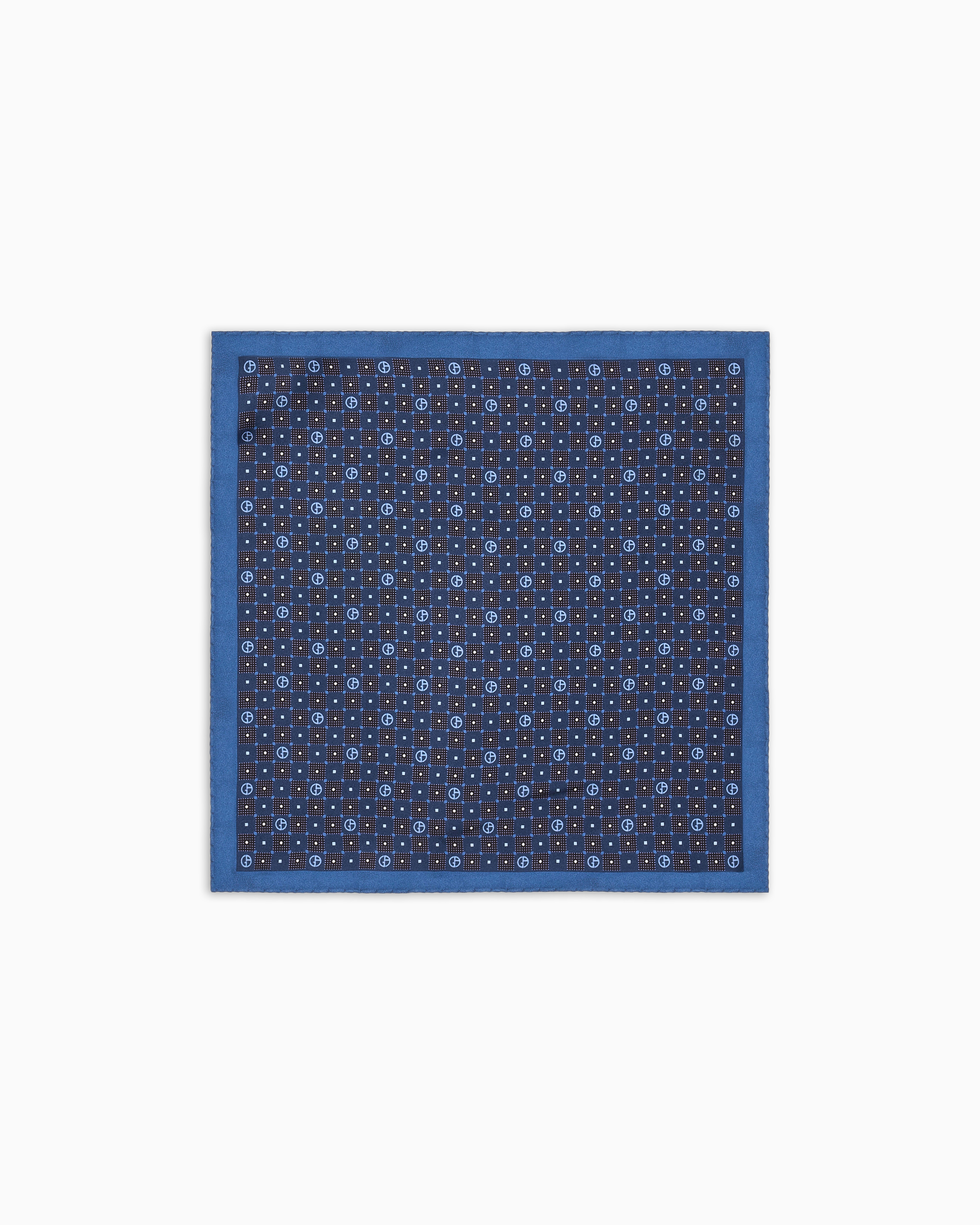 Giorgio Armani Blue Printed Silk Pocket Square