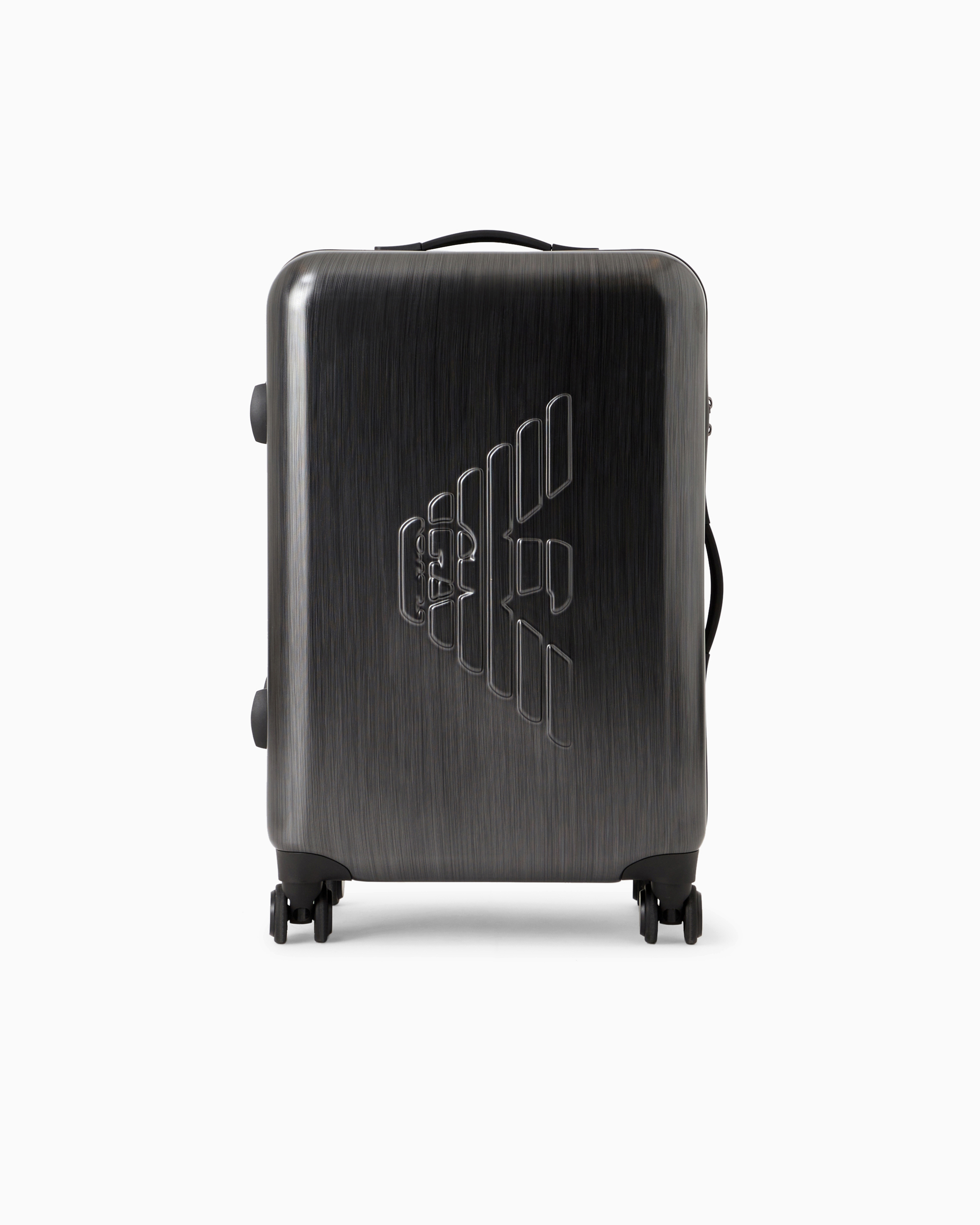 Emporio Armani Grey Abs Medium Trolley Suitcase With Oversized, Embossed Eagle