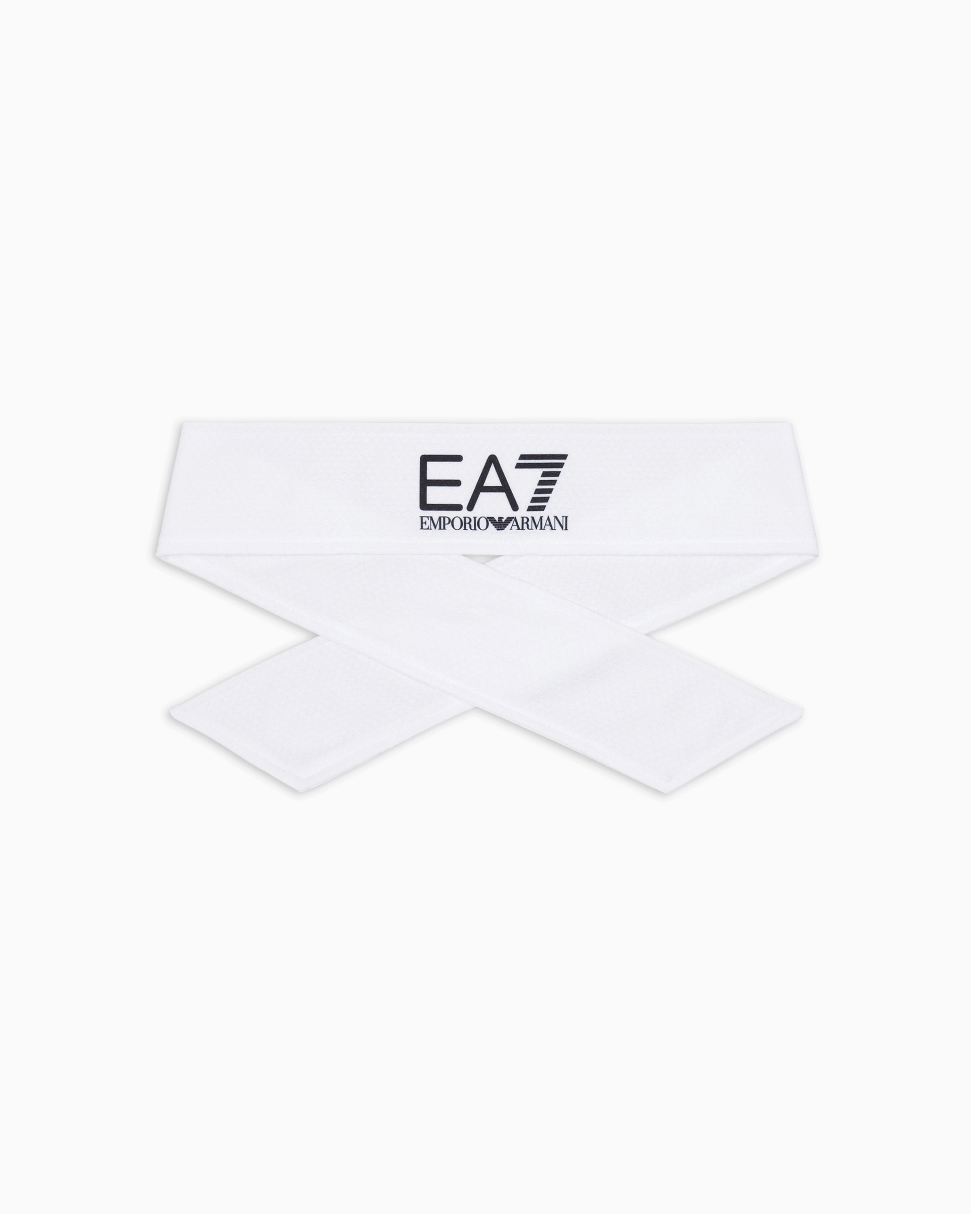 Ea7 Unisex White Tennis Pro Cotton-Blend Headband