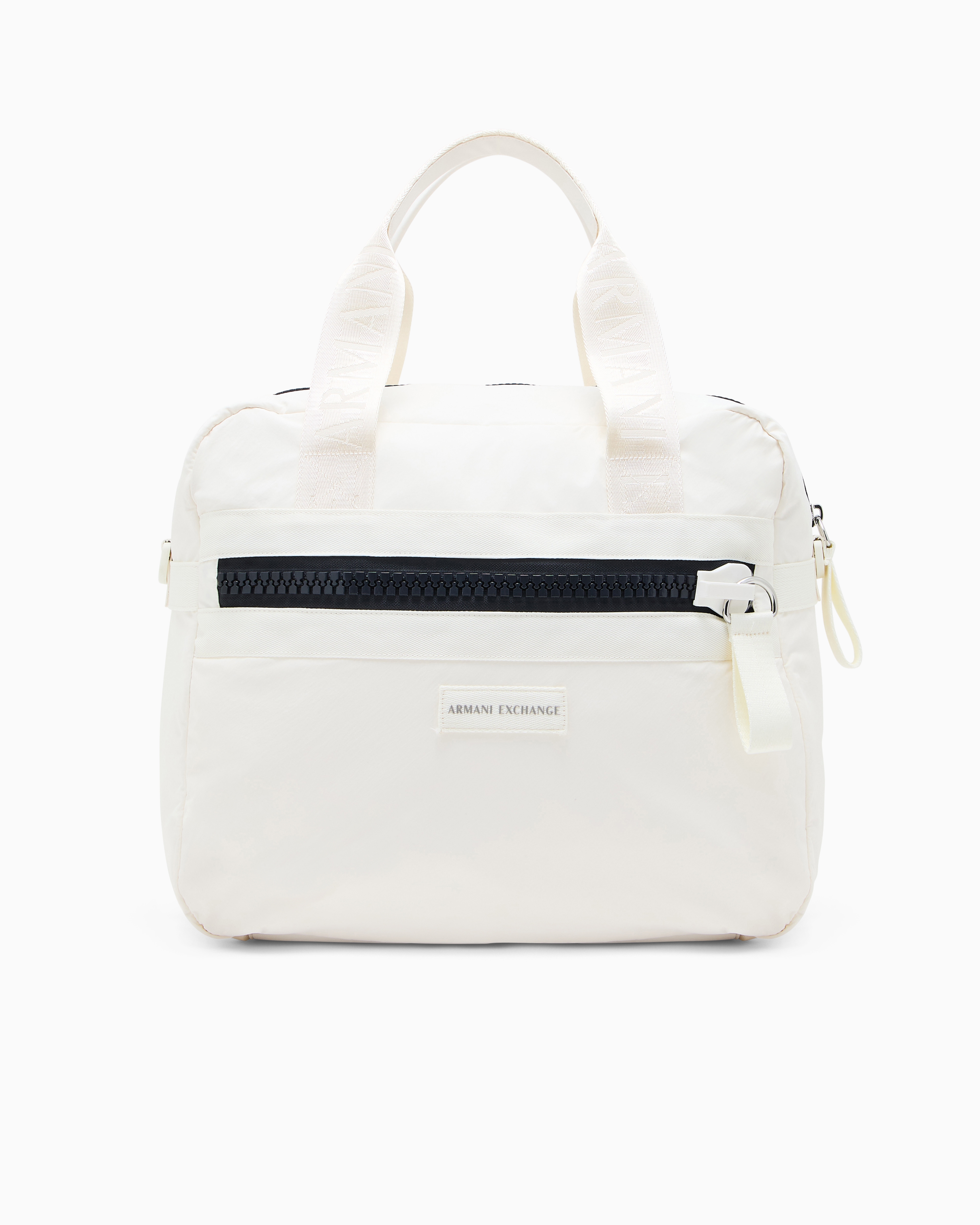 Armani Exchange White Travel Bag With Contrasting Details