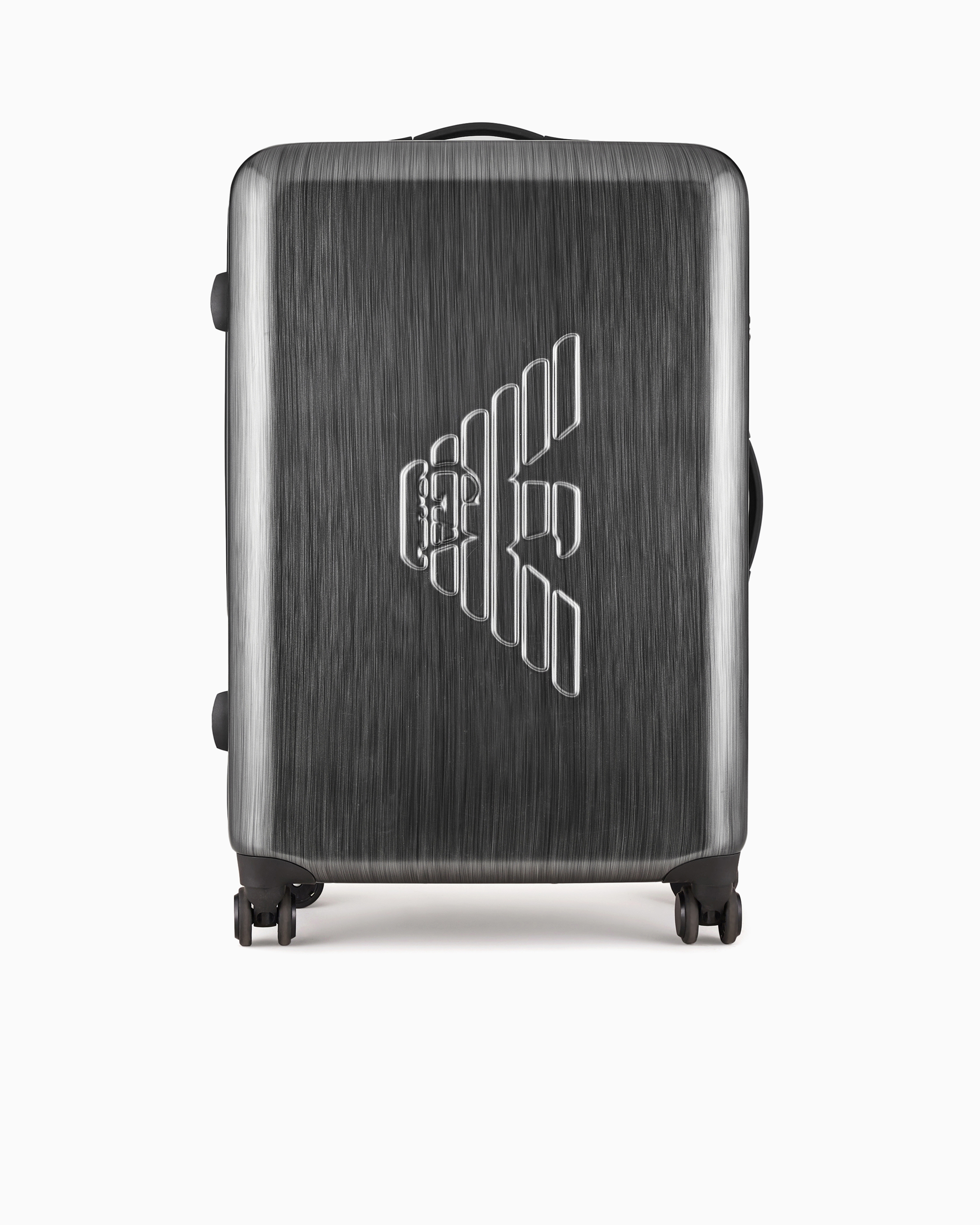 Emporio Armani Grey Abs Large Trolley Suitcase With Oversized, Embossed Eagle