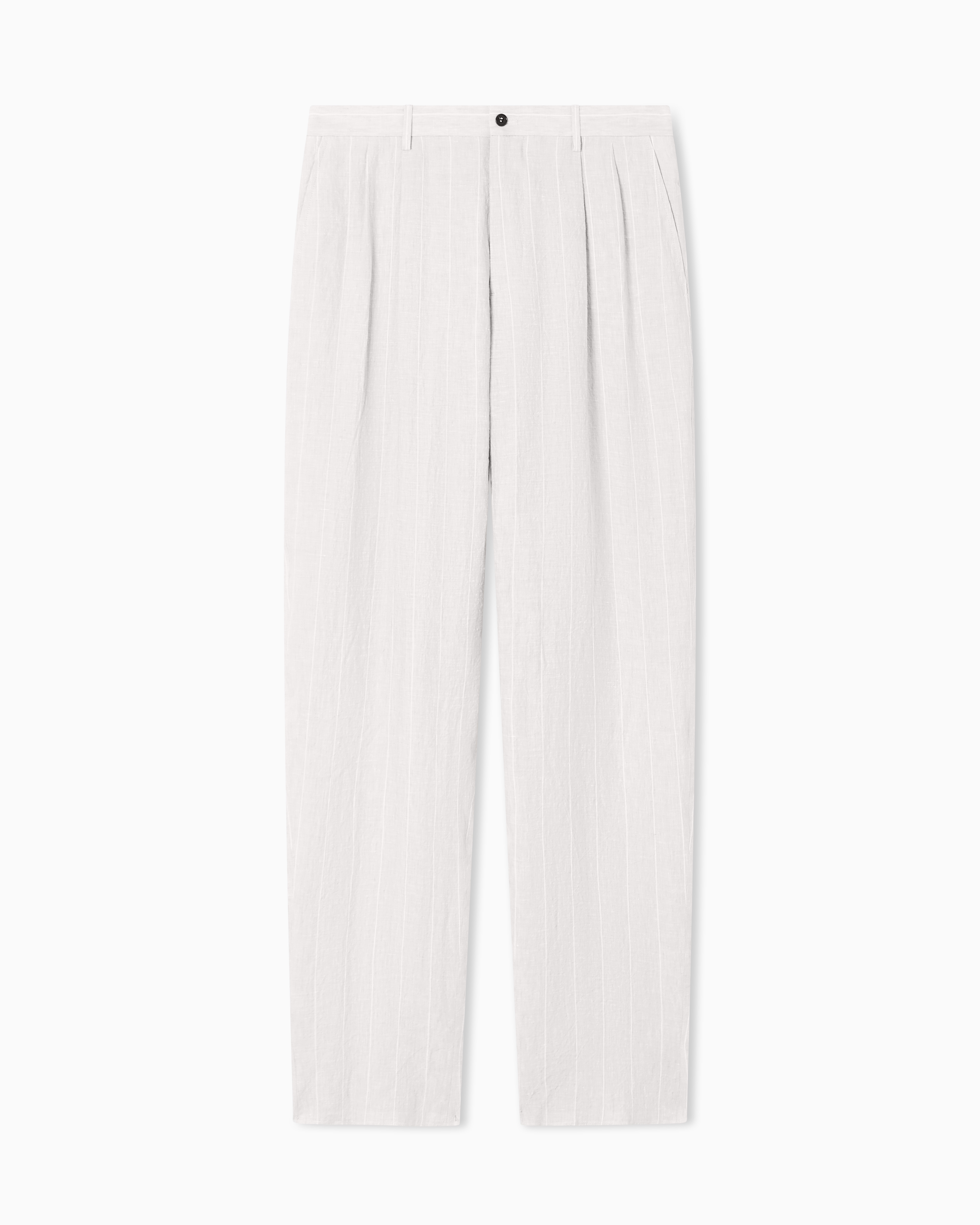 Giorgio Armani Grey Double-Pleat Linen Trousers