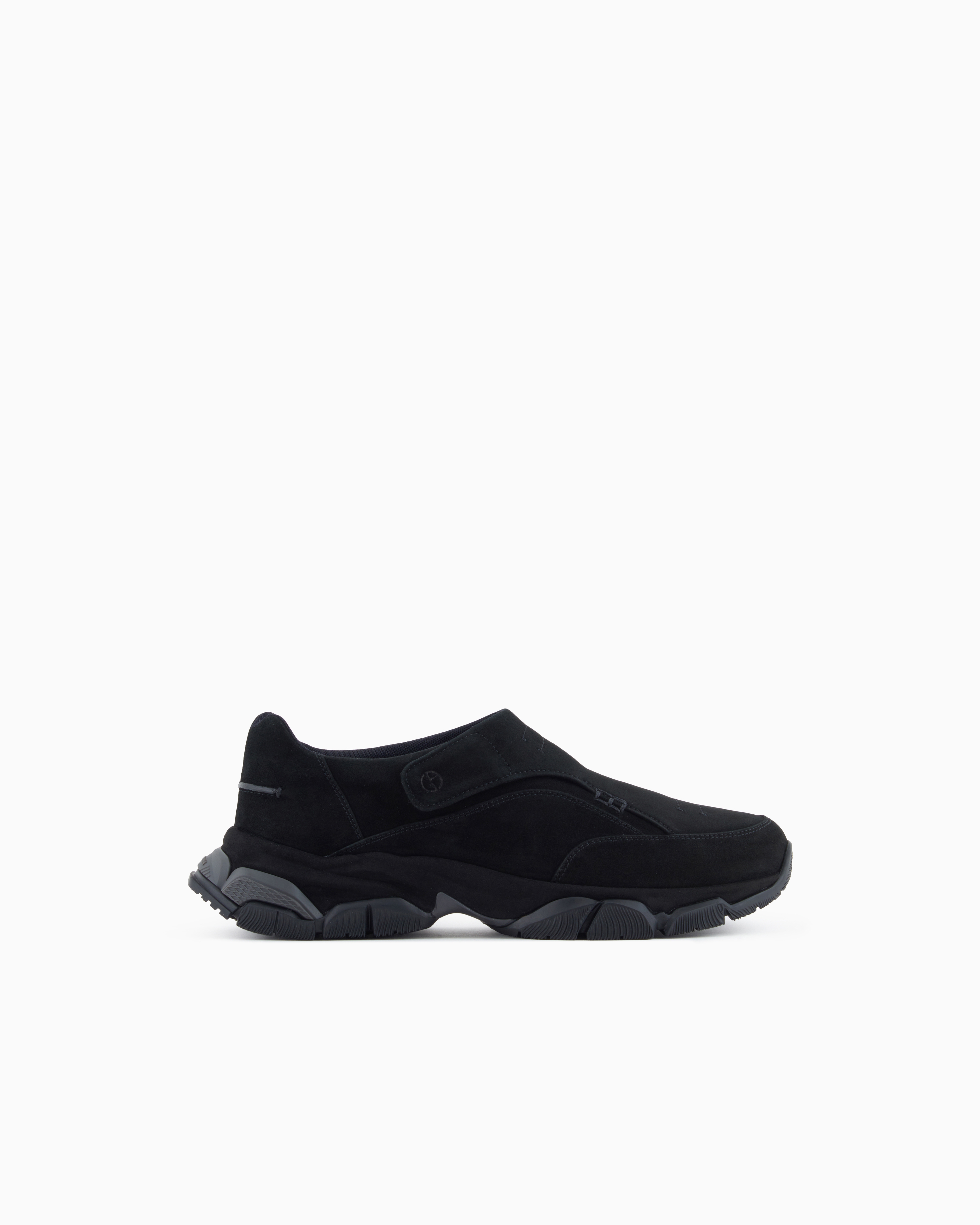Giorgio Armani Black Monkstrap Sneakers In Suede