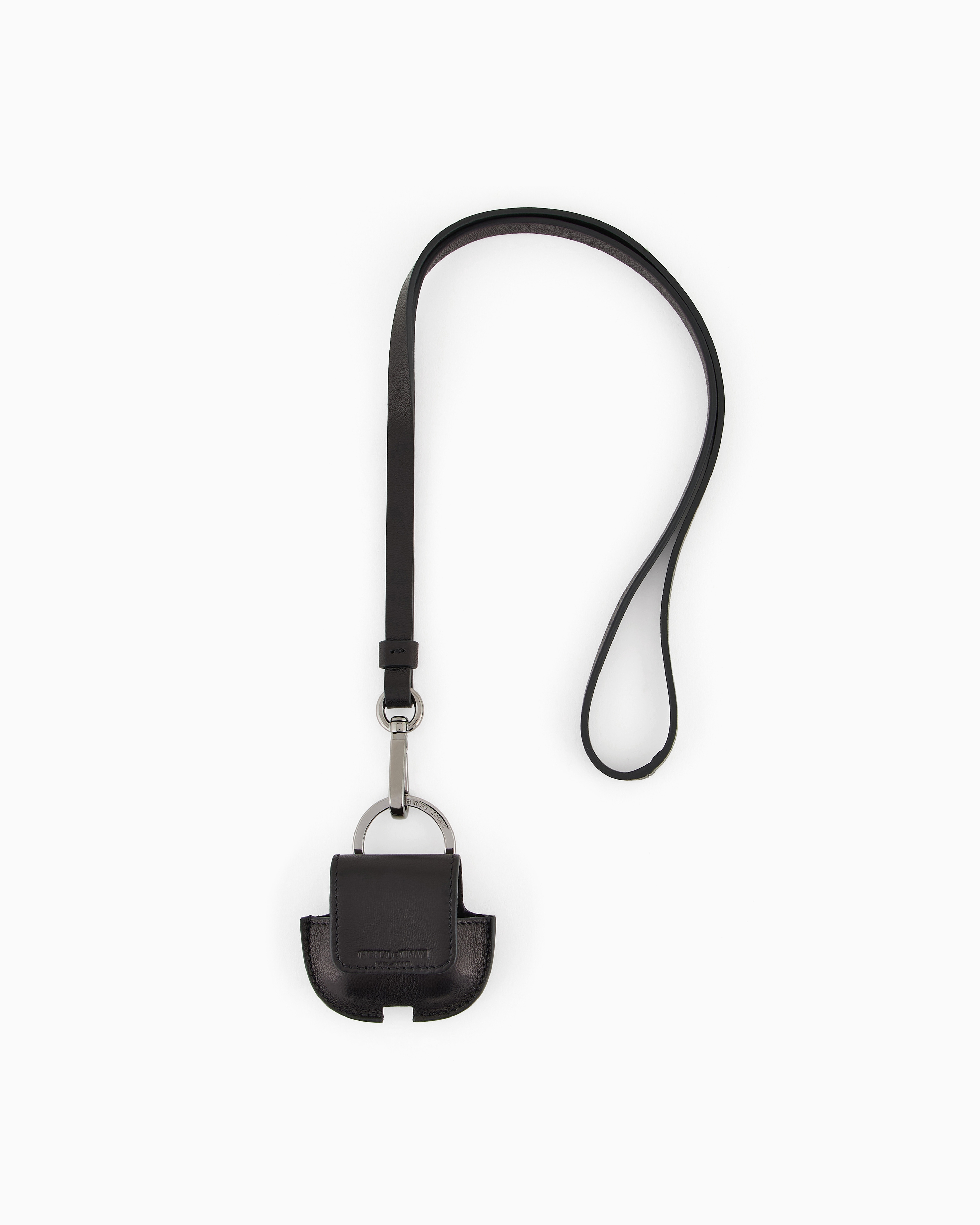 Leather Apple® AirPods® case with strap | Giorgio Armani