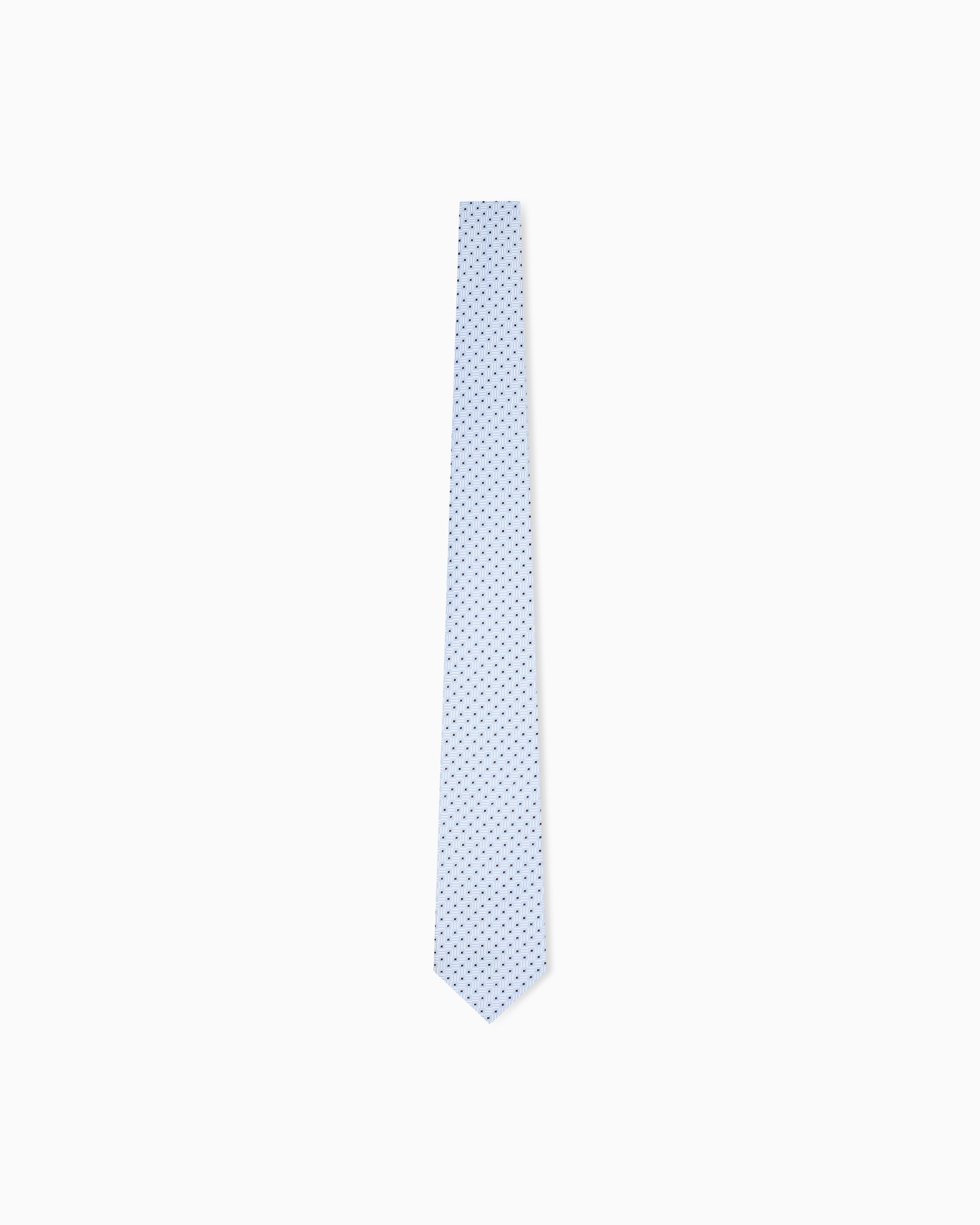 Emporio Armani Light Blue Pure Silk Tie With Jacquard Op-Art Motif