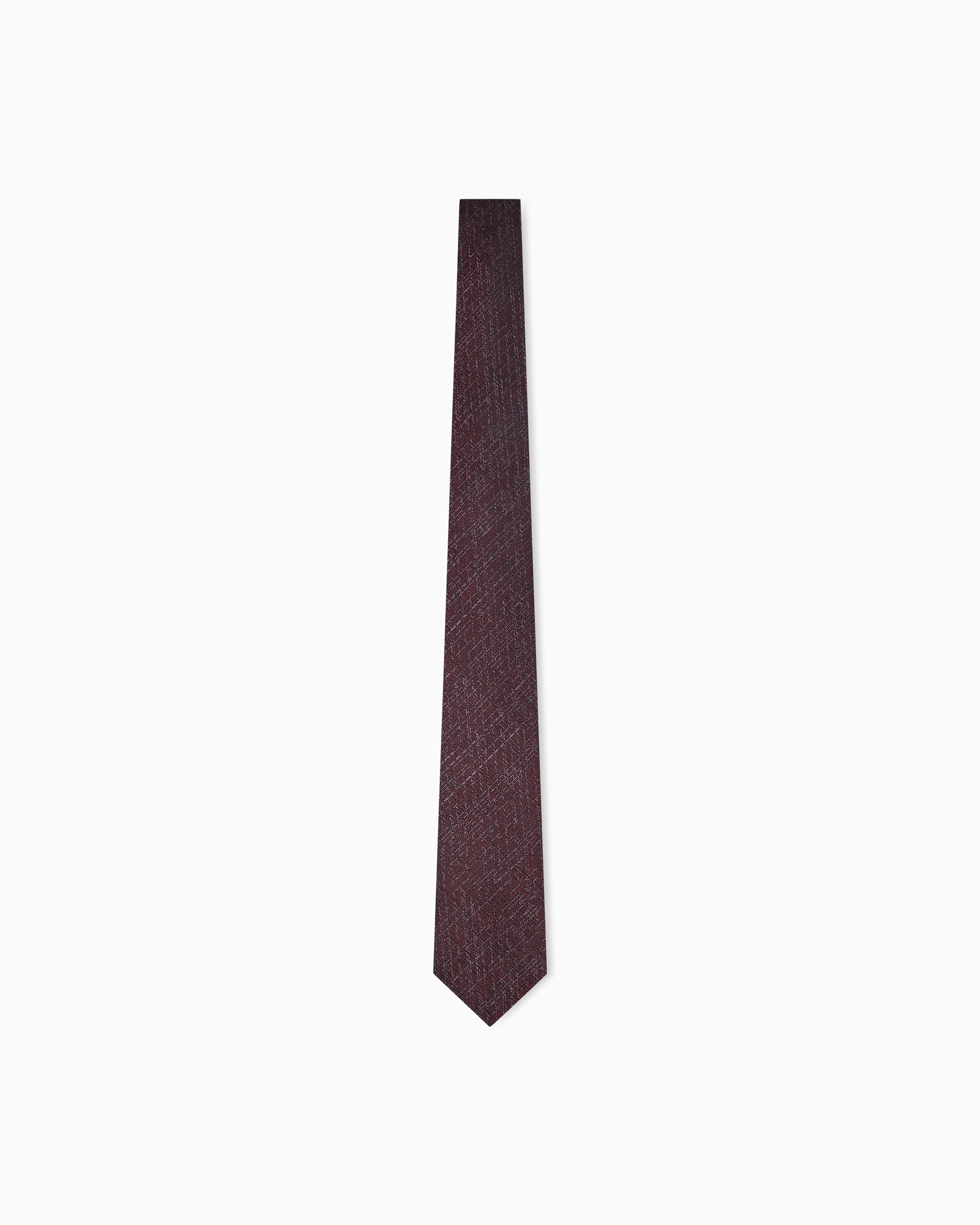 Emporio Armani Burgundy Pure Silk Tie With Jacquard Motif