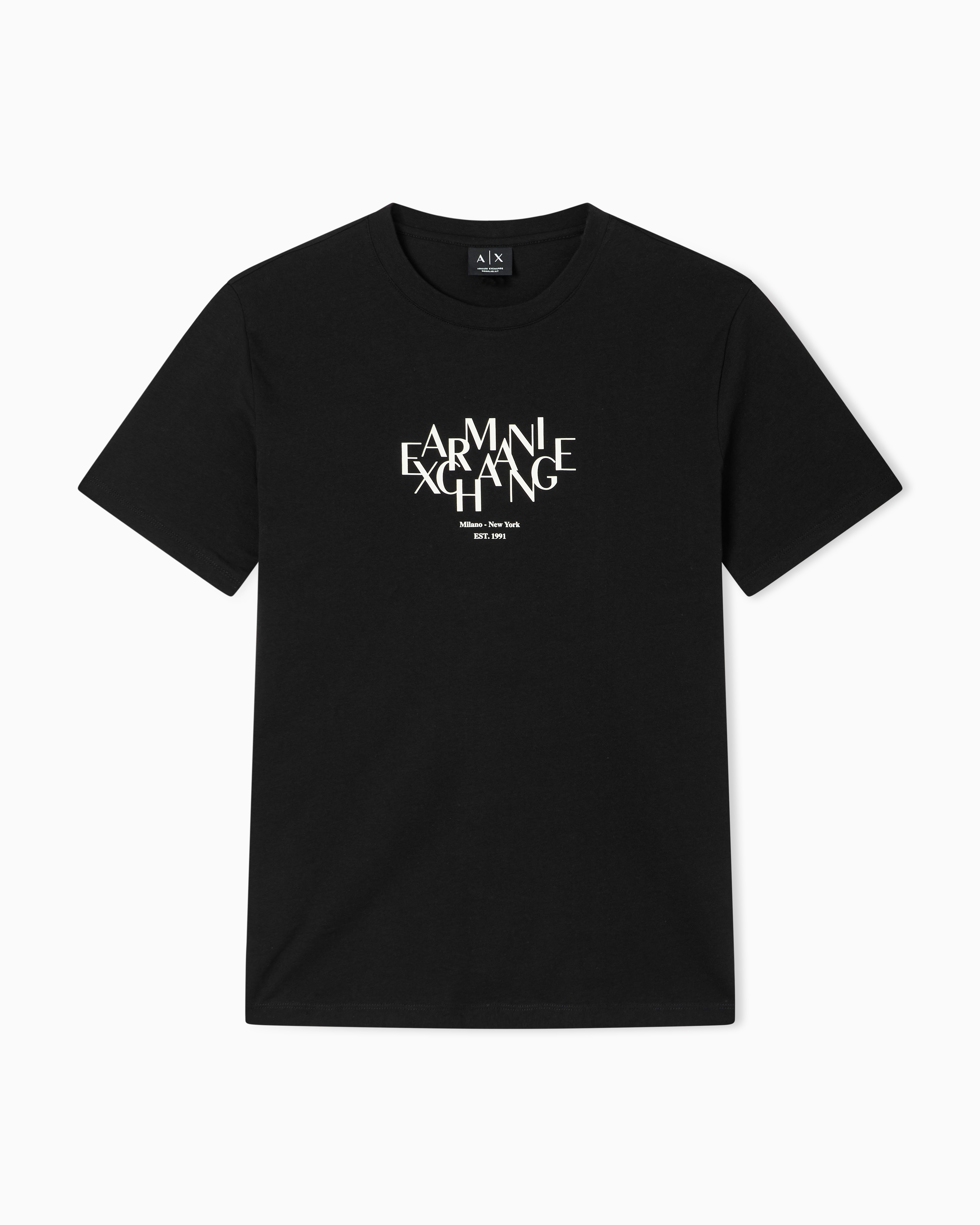 Armani Exchange Black Regular-Fit T-Shirt In Solid-Color Cotton Jersey