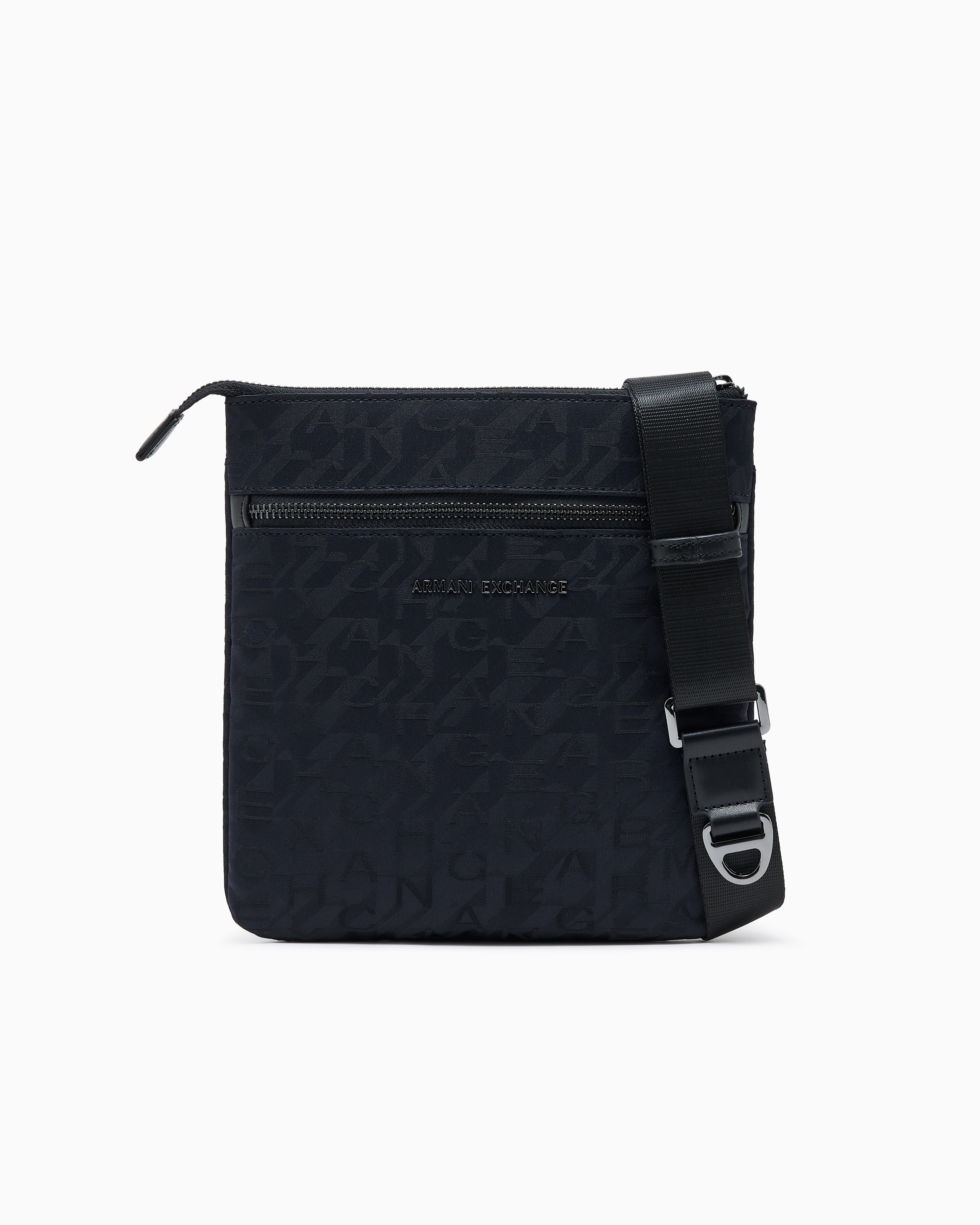 Armani Exchange Navy Blue Crossbody Bag In Geometric Texture