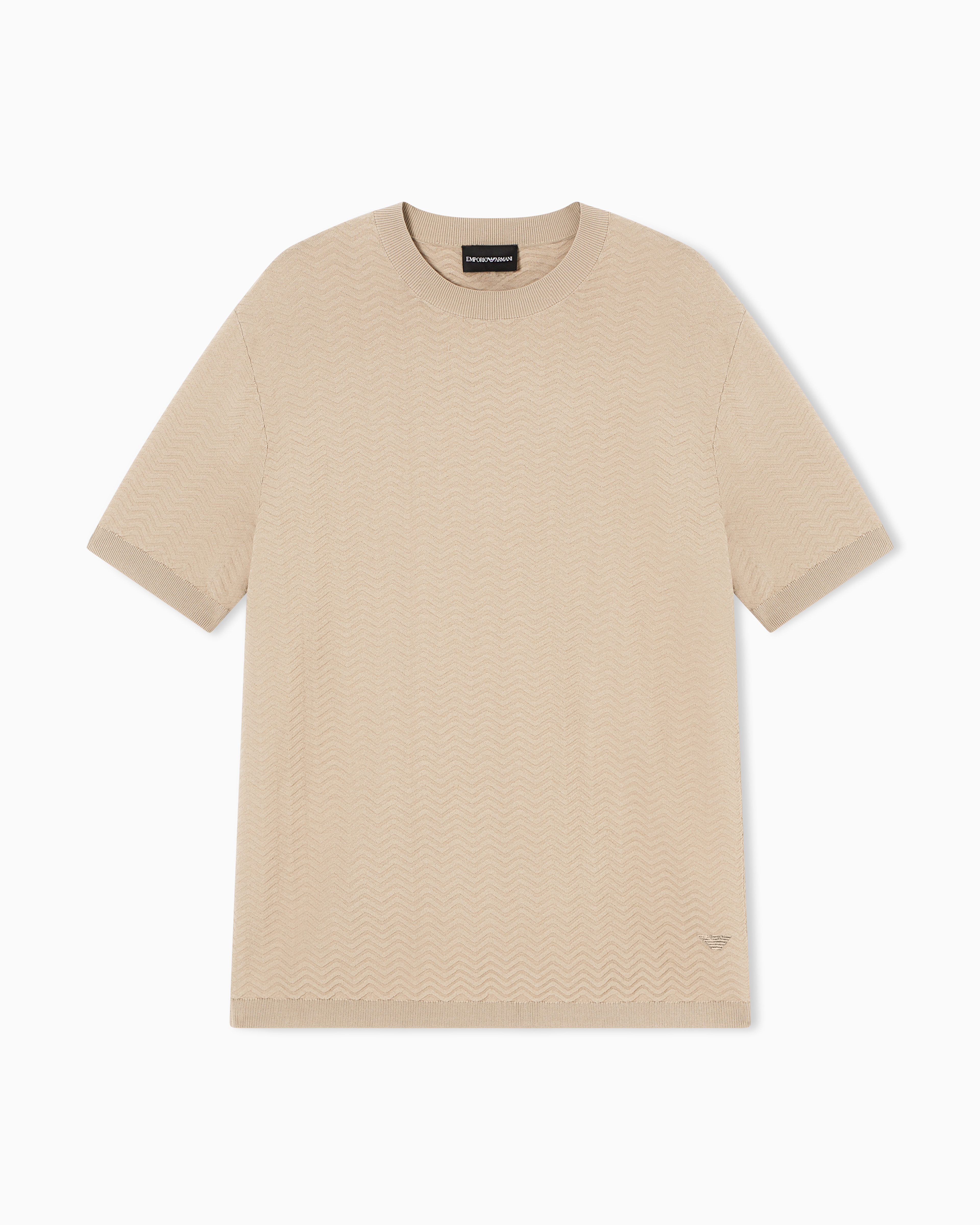 Emporio Armani Beige Icon Asv Viscose-Blend Chevron-Stitch Jumper