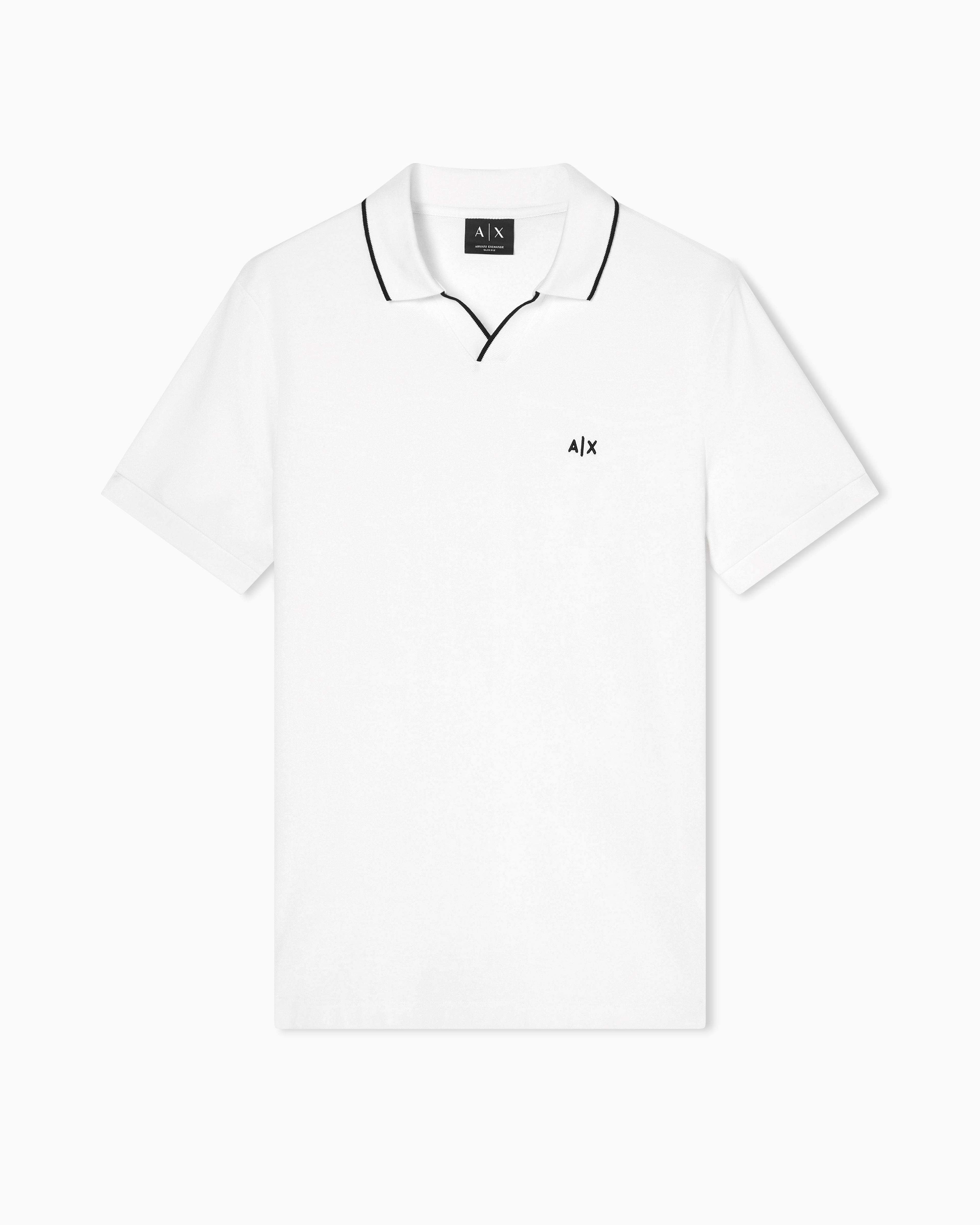 Armani Exchange White Classic Polo Shirt In Breathable Cotton Piqué