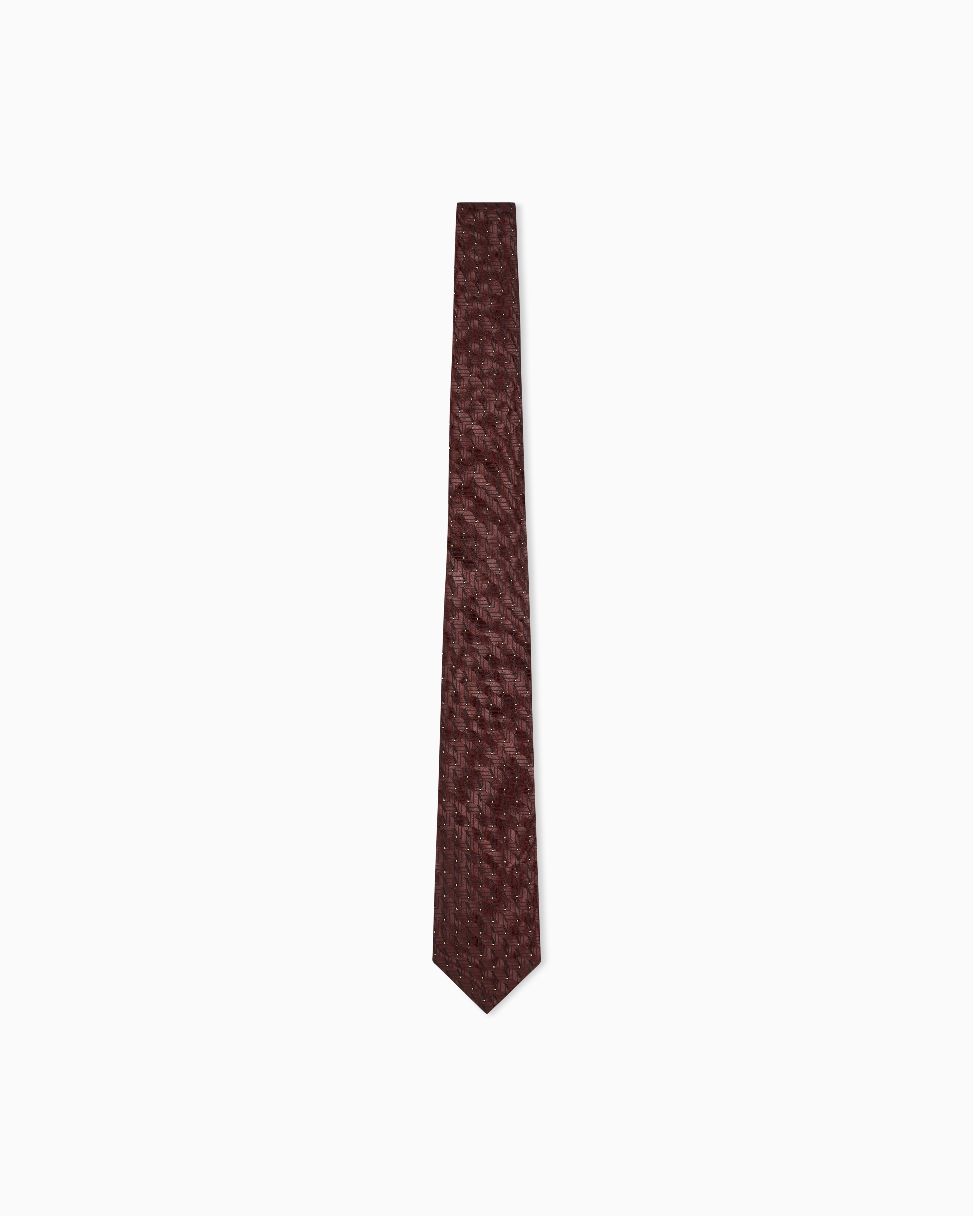 Emporio Armani Burgundy Pure Silk Chevron Jacquard Tie