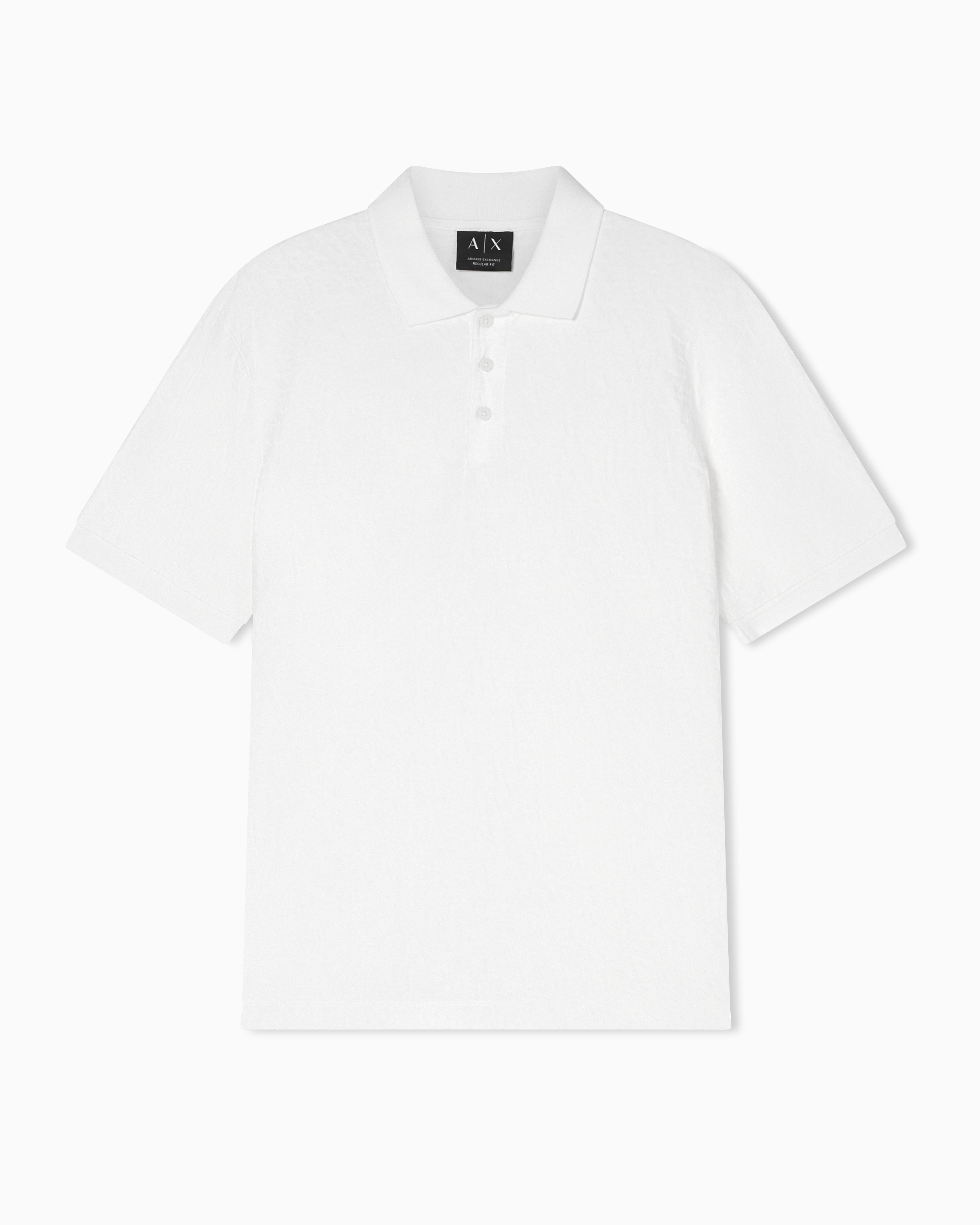 Armani Exchange White Jacquard Polo Shirt In Mercerized Cotton