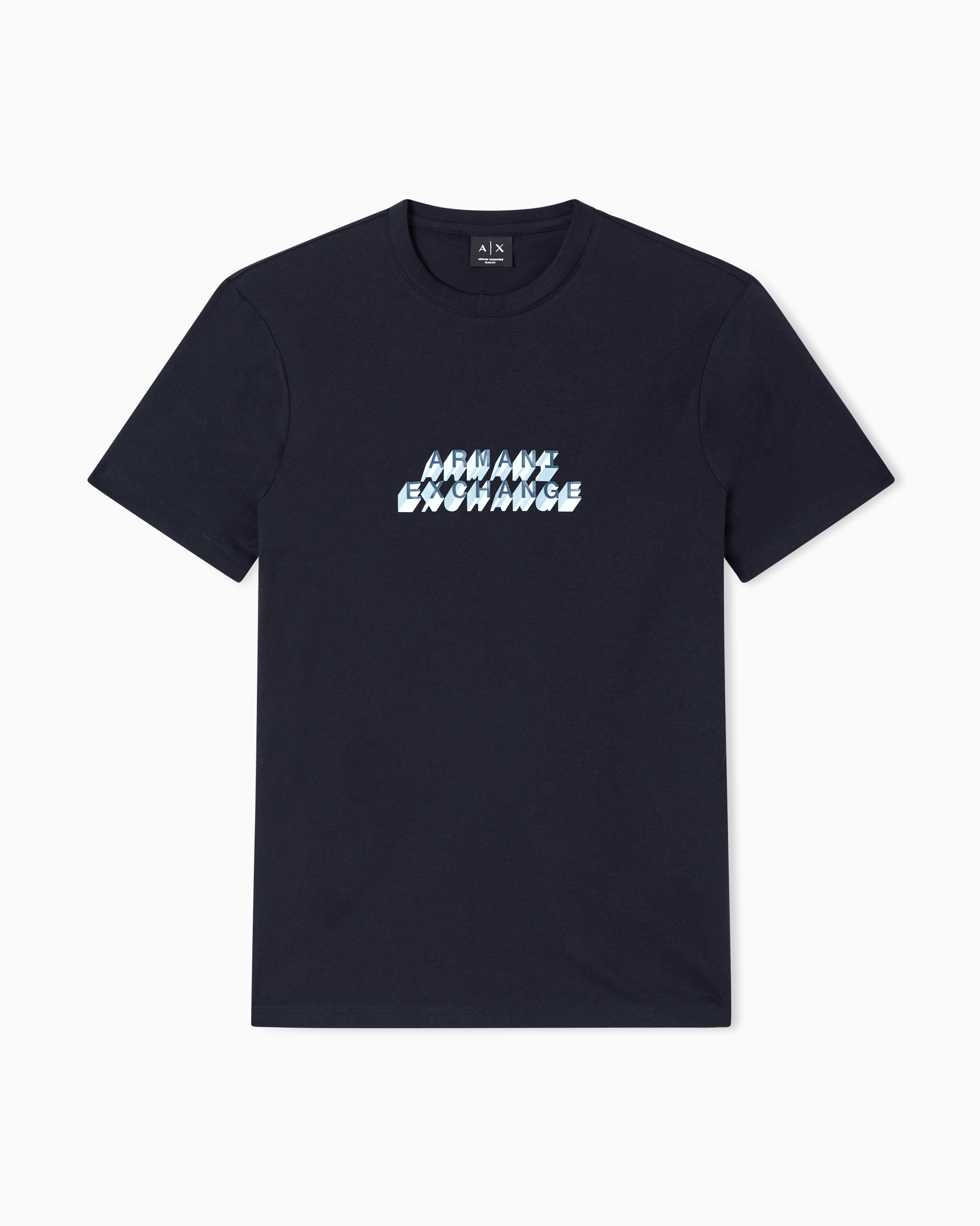 Armani Exchange Navy Blue Classic Slim Fit Cotton Jersey T-Shirt