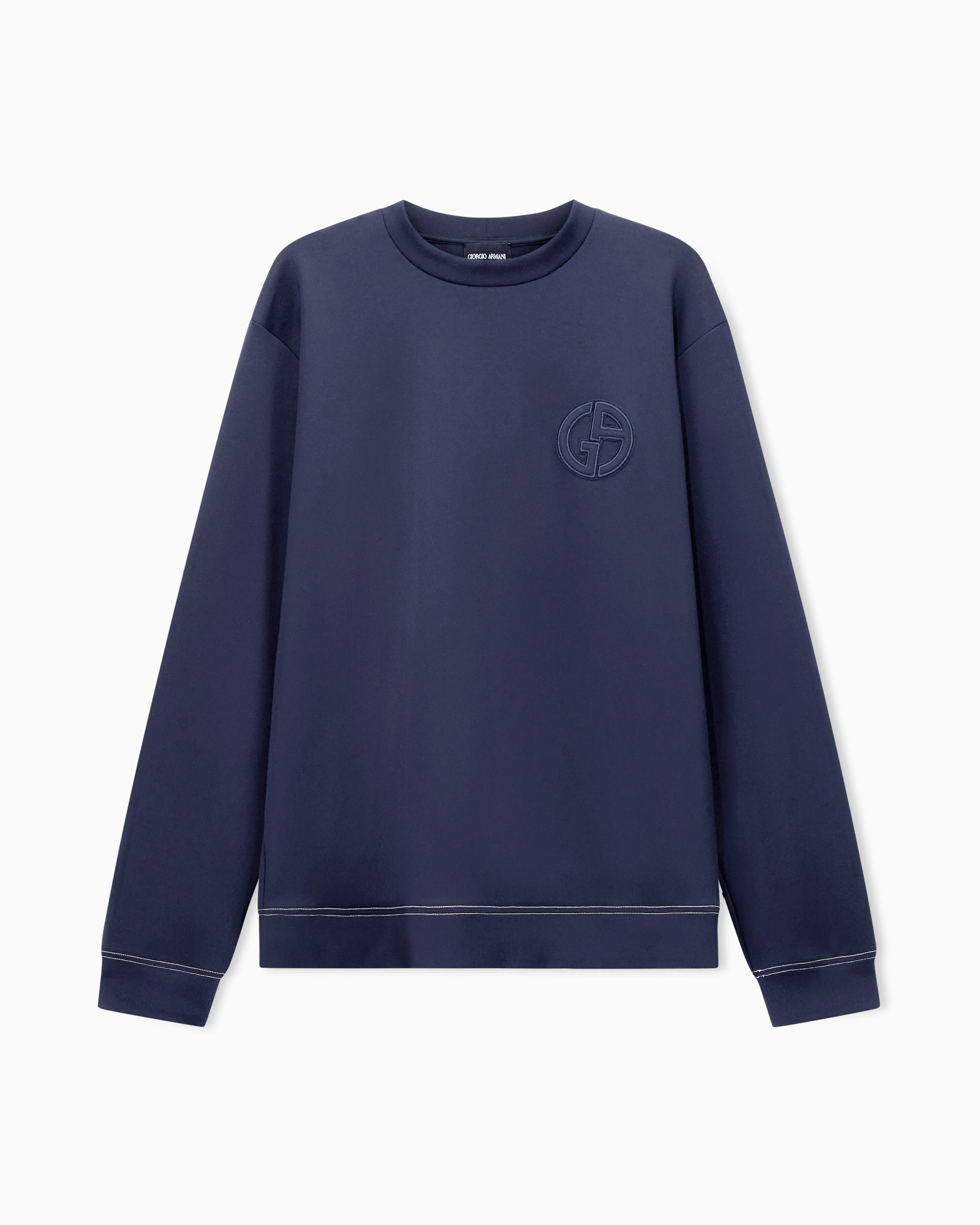 Giorgio Armani Blue Stretch Scuba Jersey Sweatshirt Denim Collection