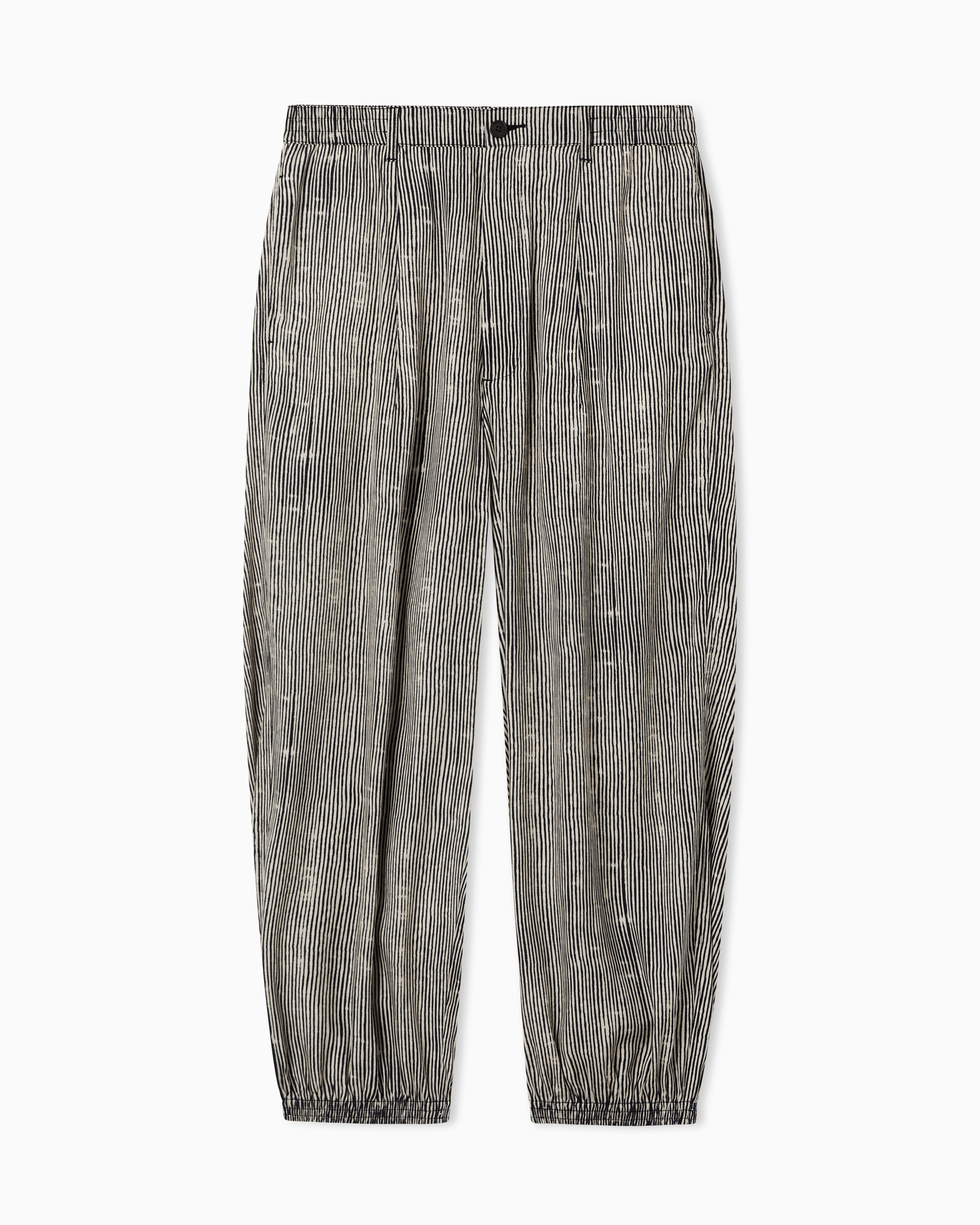 Emporio Armani Beige All-Over Print Lyocell-Blend Trousers
