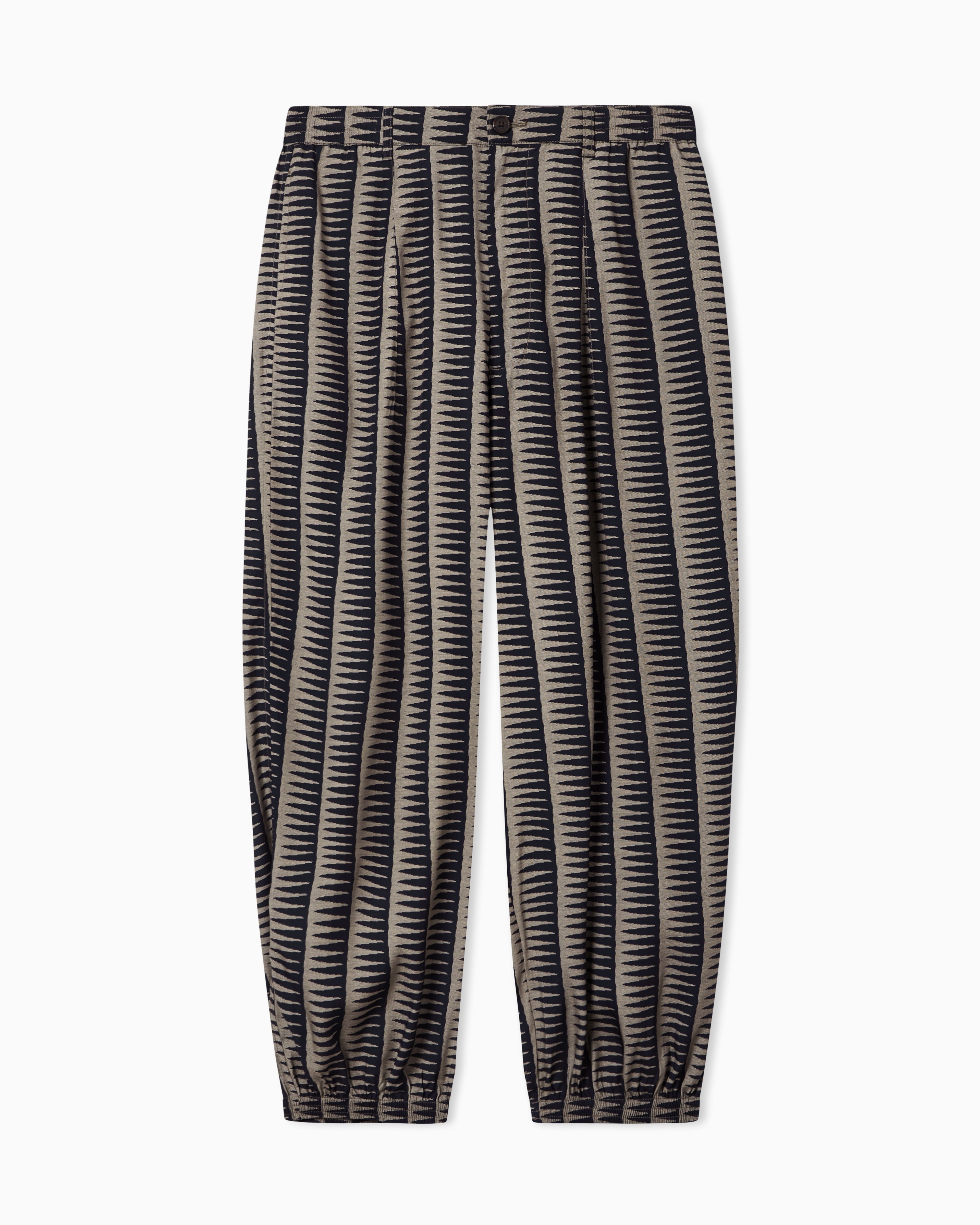 Emporio Armani Blue All-Over Print Lyocell-Blend Trousers
