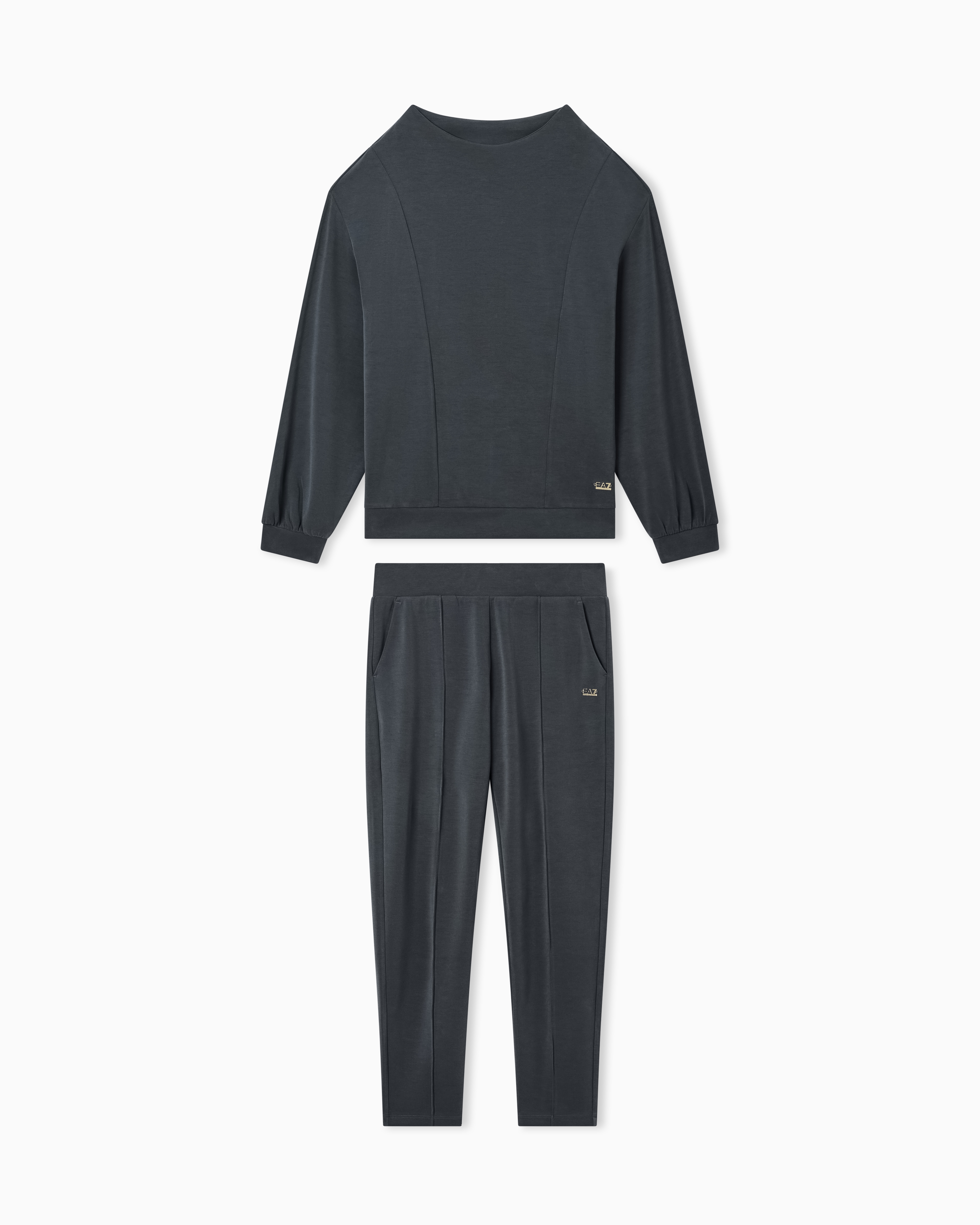 Ea7 Grey Core Lady Tracksuit In A Stretch Modal Blend