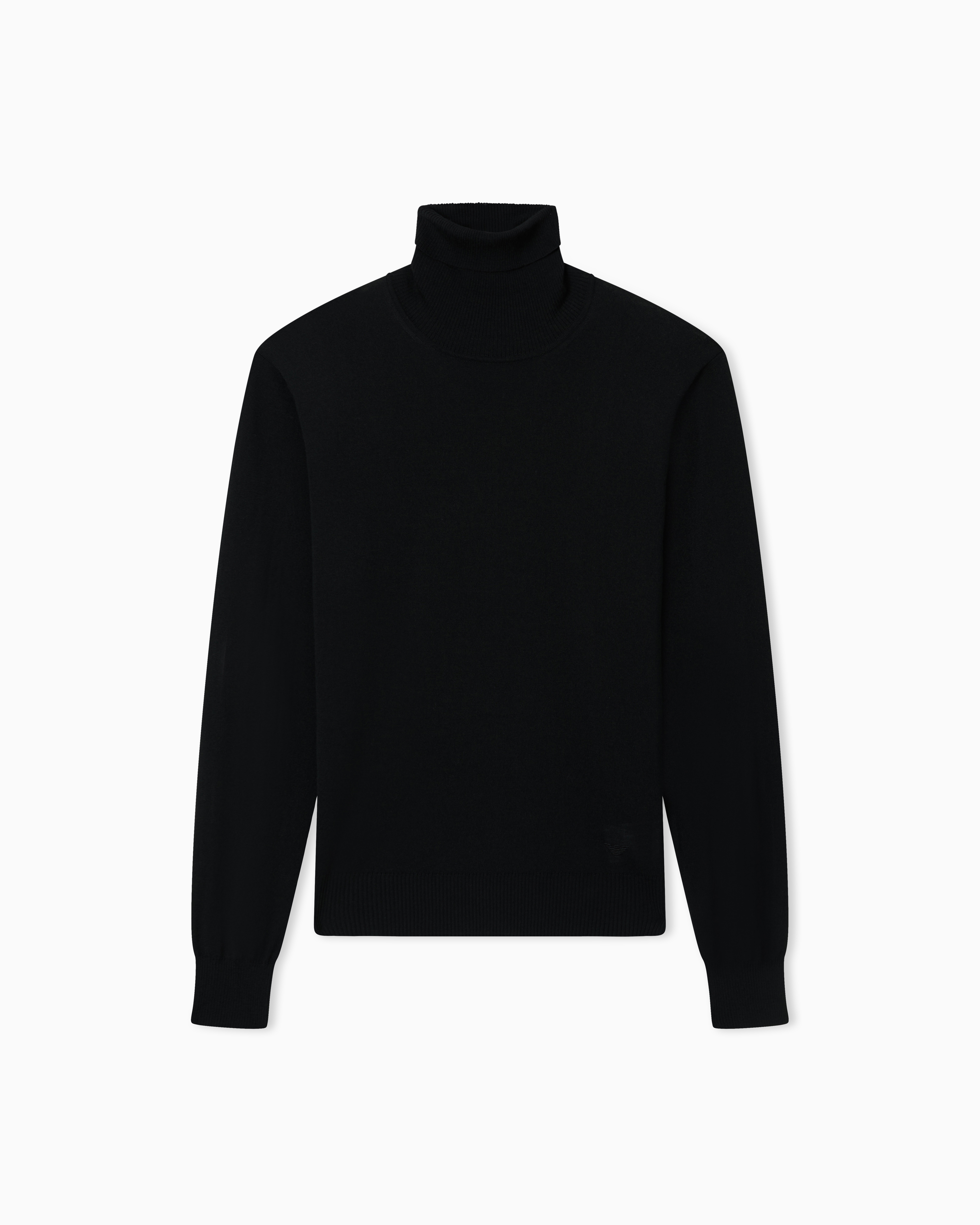 Emporio Armani Men's Black Pure Virgin-Wool Rollneck Jumper