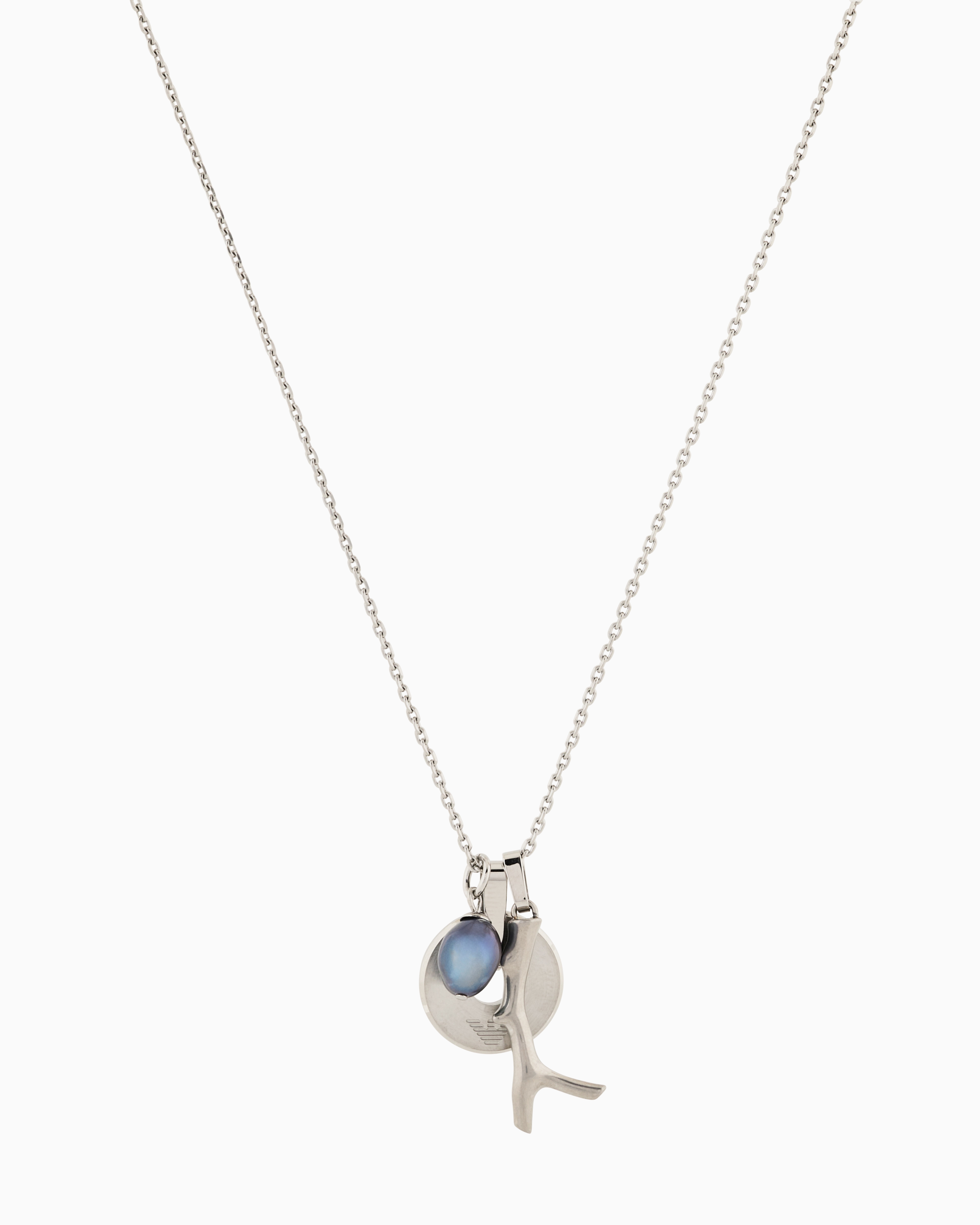 Emporio Armani Multicolored Freshwater Pearl Silver Stainless Steel Pendant Necklace