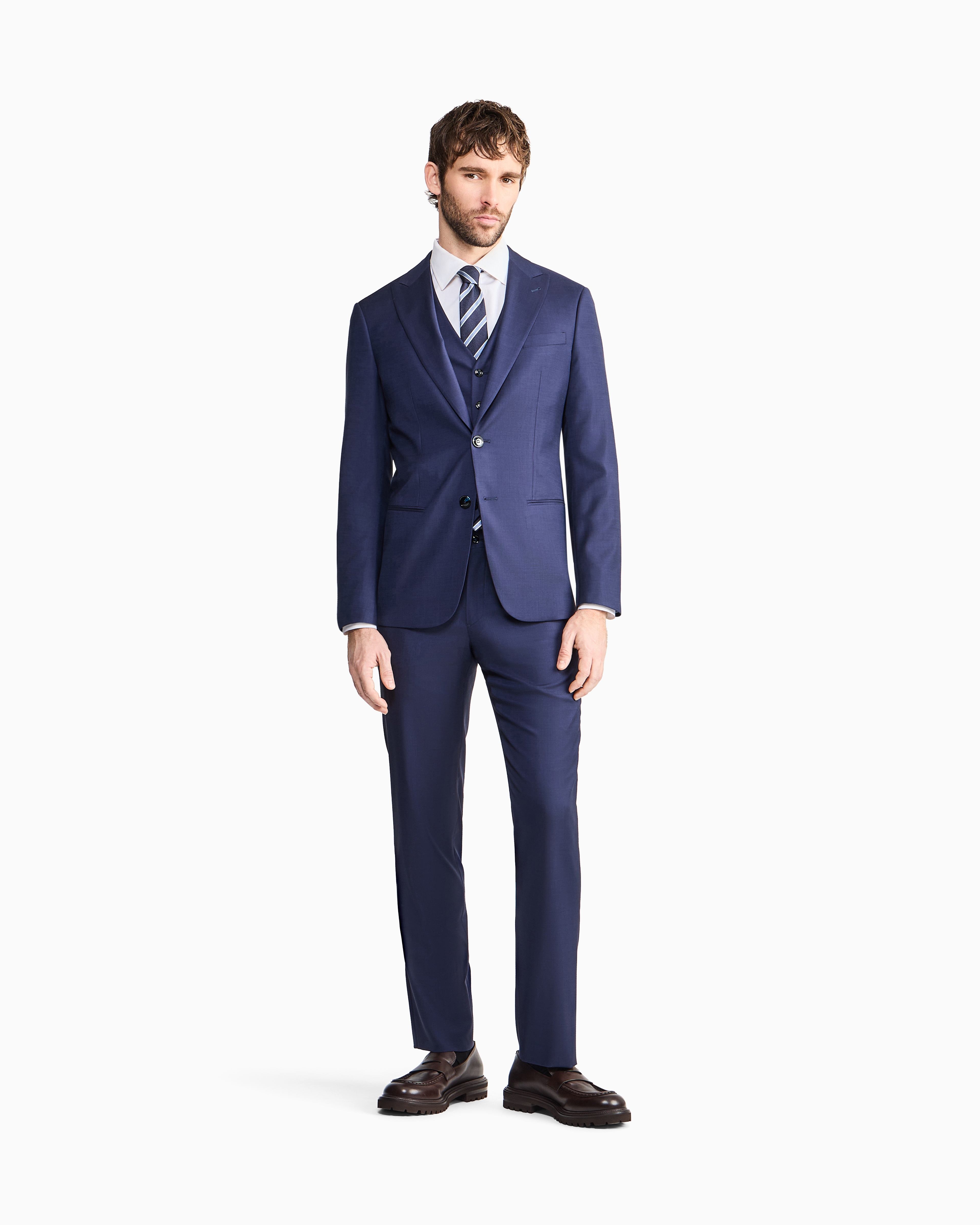 Soho Line, single-breasted, micro-armure wool suit | Giorgio Armani
