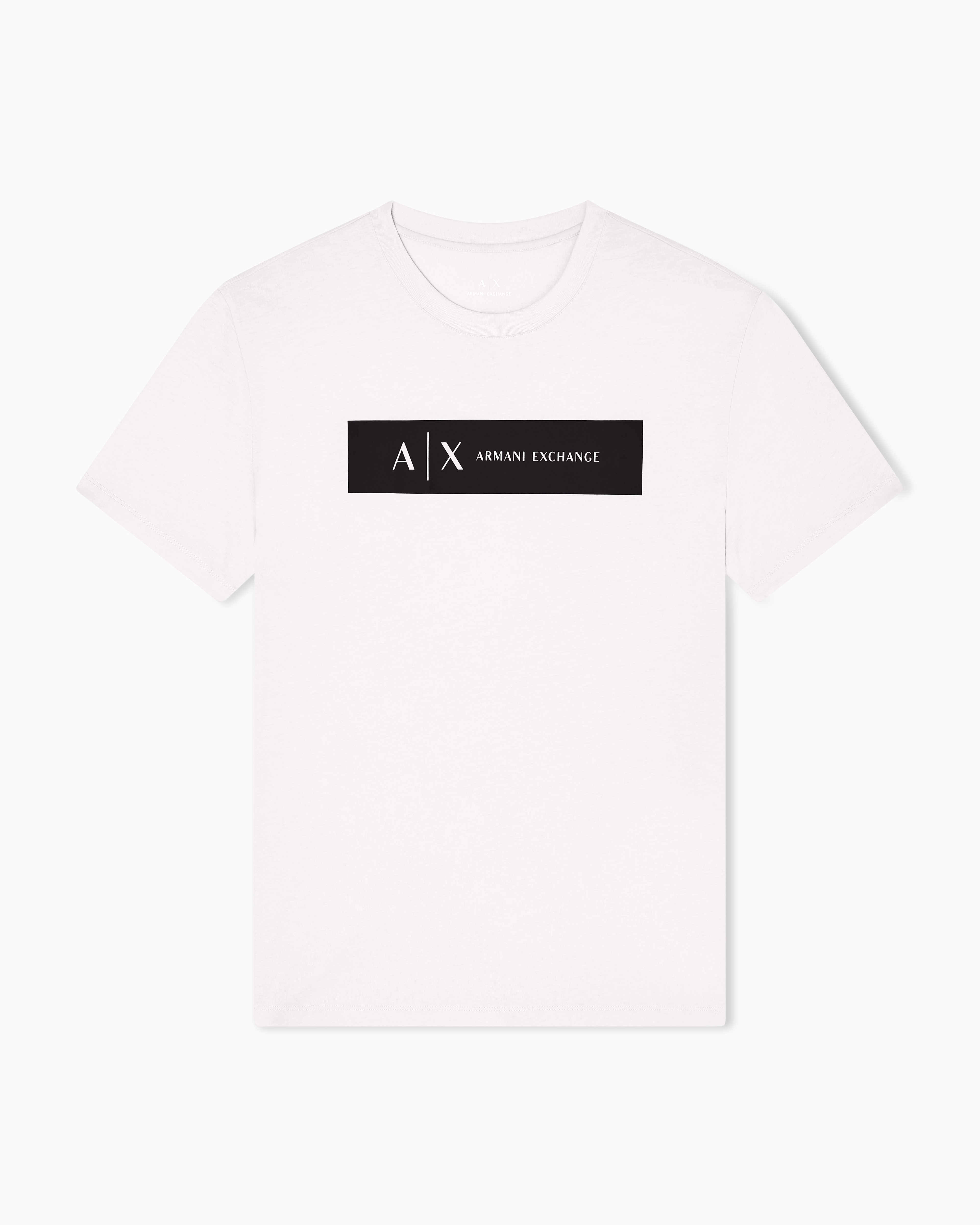 Armani Exchange Men's White Regular Fit T-Shirt With Rectangular Logo