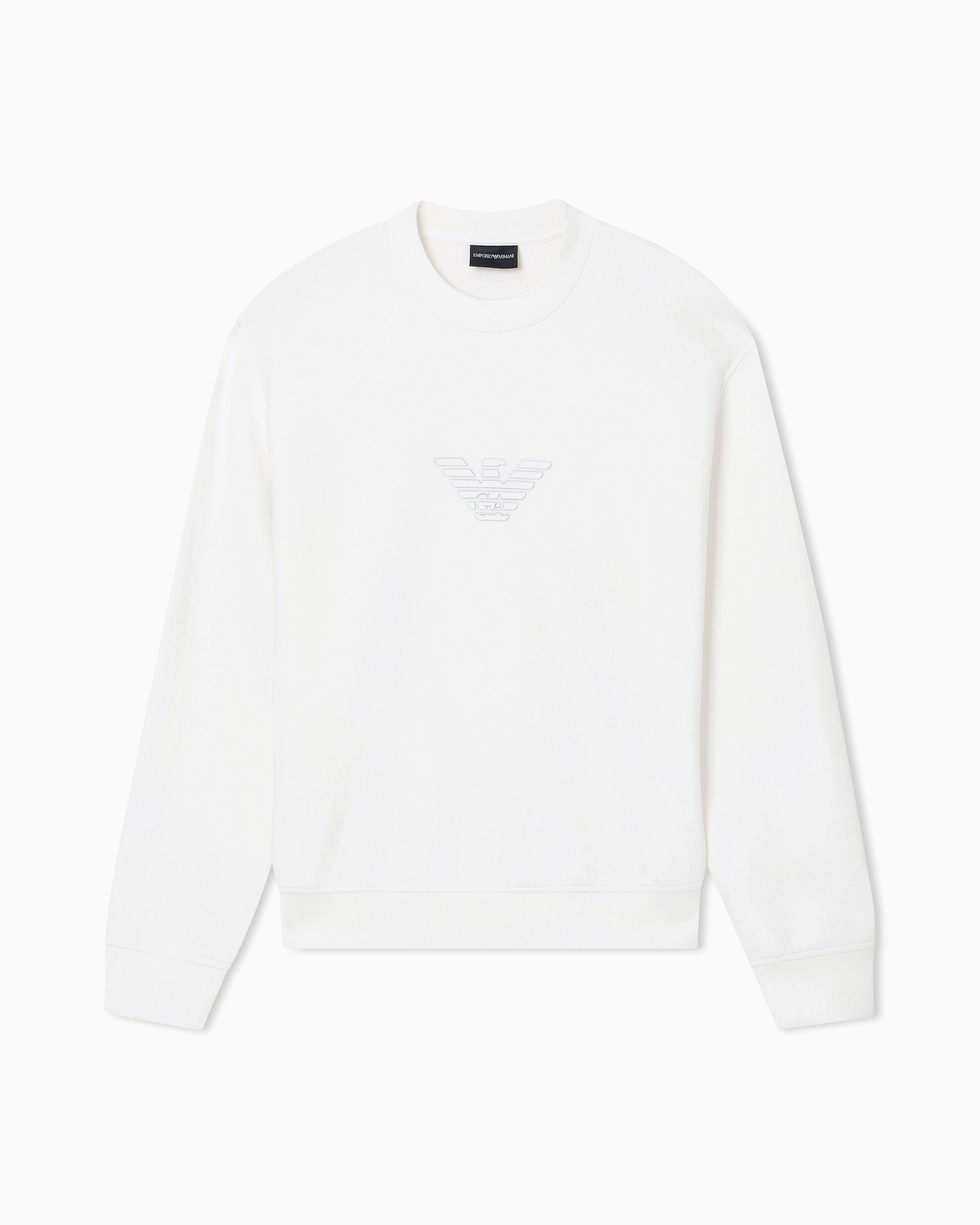 Emporio Armani White Sweatshirt Essential In Cotton Double Jersey