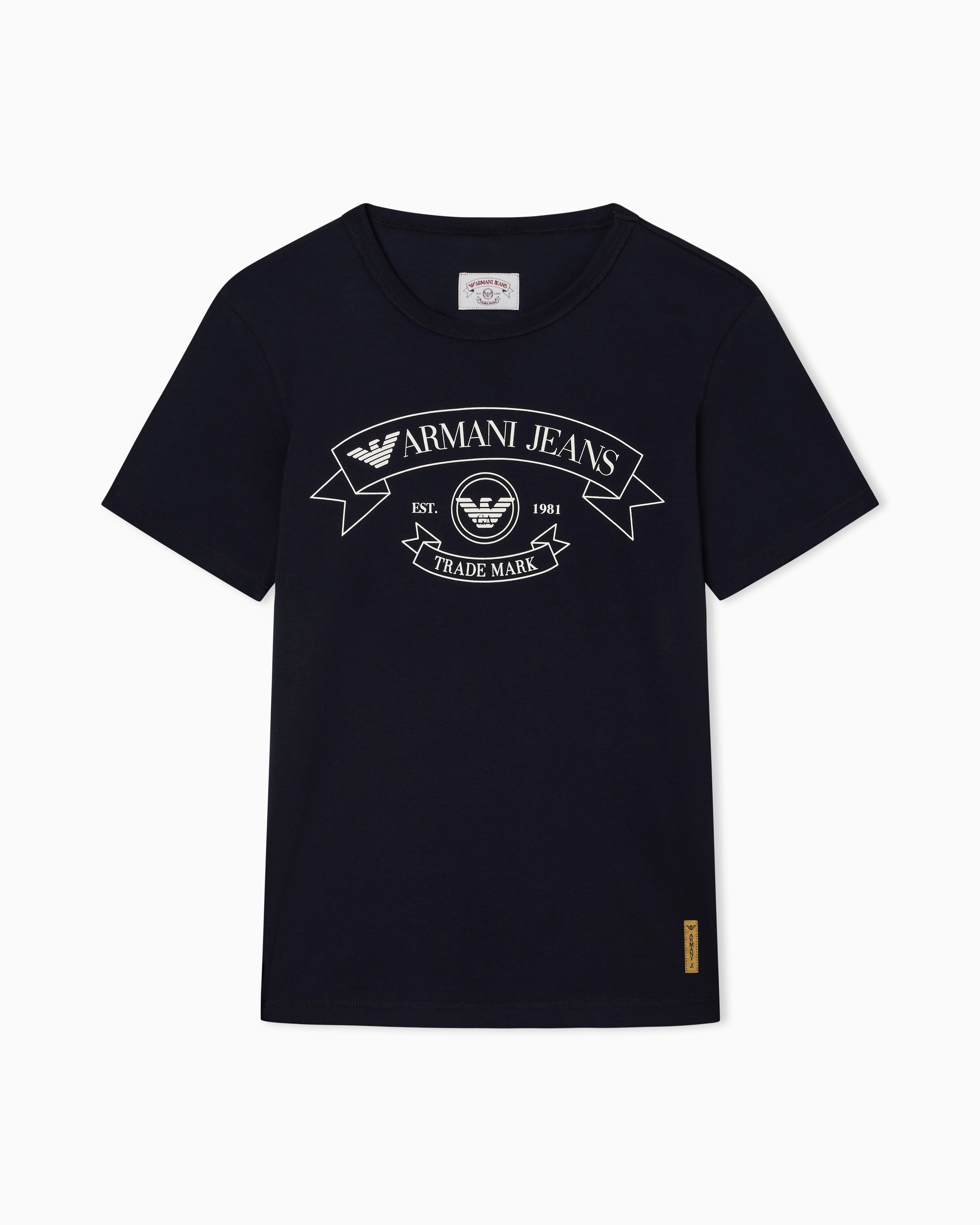 Emporio Armani Navy Blue Armani Jeans Jersey T-Shirt With Print