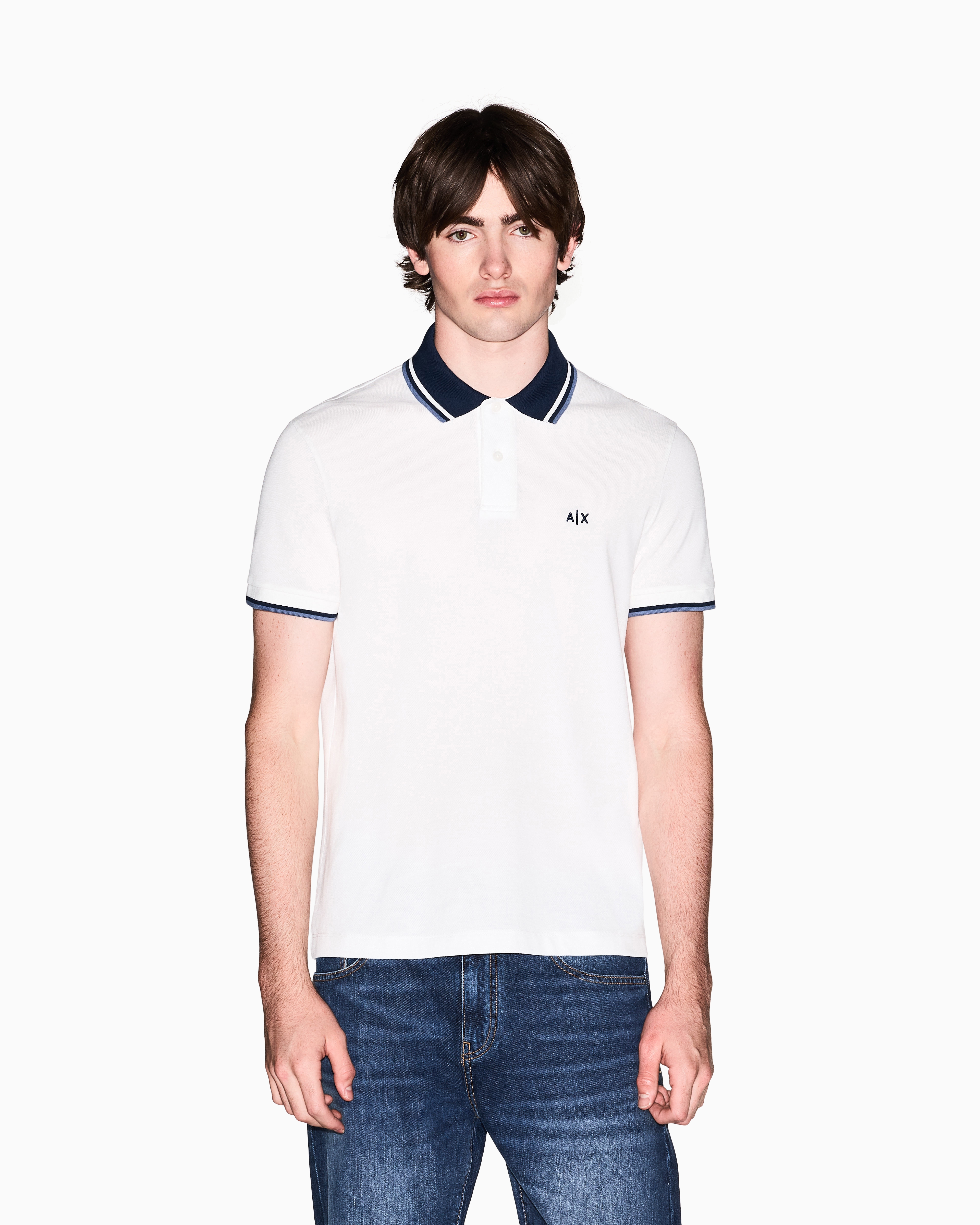 【新品】アルマーニエクスチェンジ　メンズ・ジャージ半袖ポロシャツ　L・50相当 ARMANI EXCHANGE ポロシャツ 「A|X アルマーニ エクスチェンジ」」AX