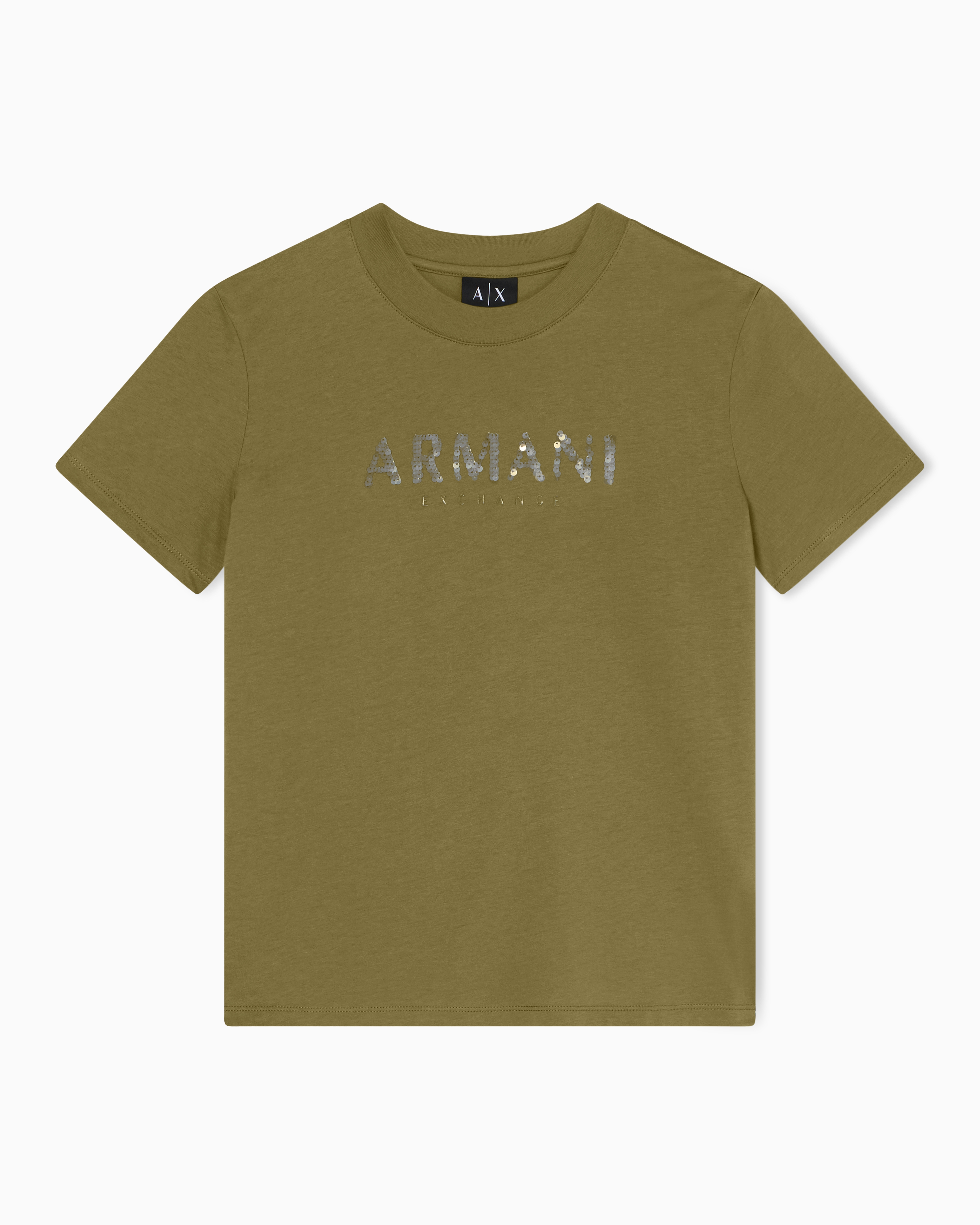 Armani Exchange Green Relaxed Fit T-Shirt In Cotton Jersey