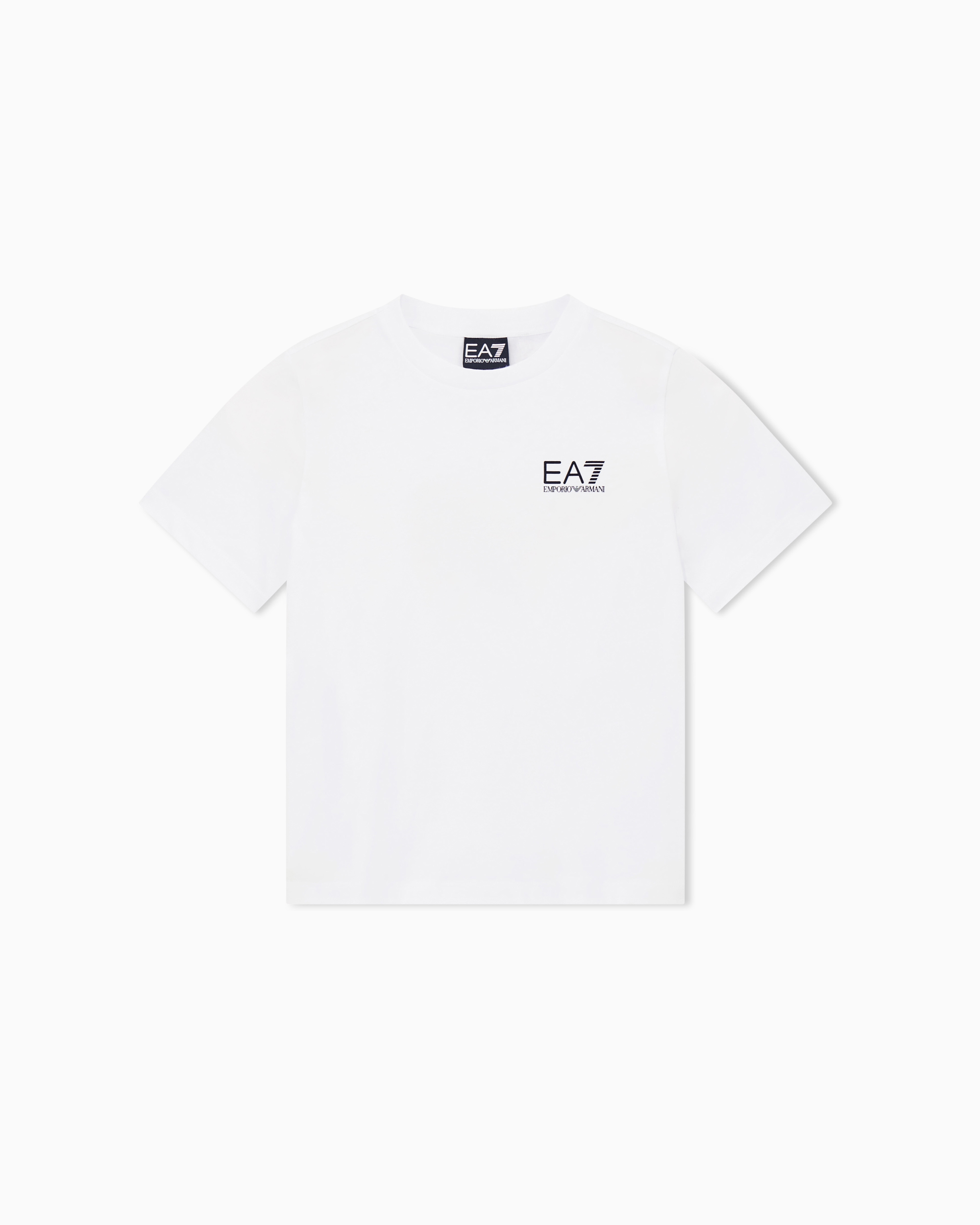 Ea7 Boys White Regular Fit T-Shirt Core Identity In Cotton Jersey
