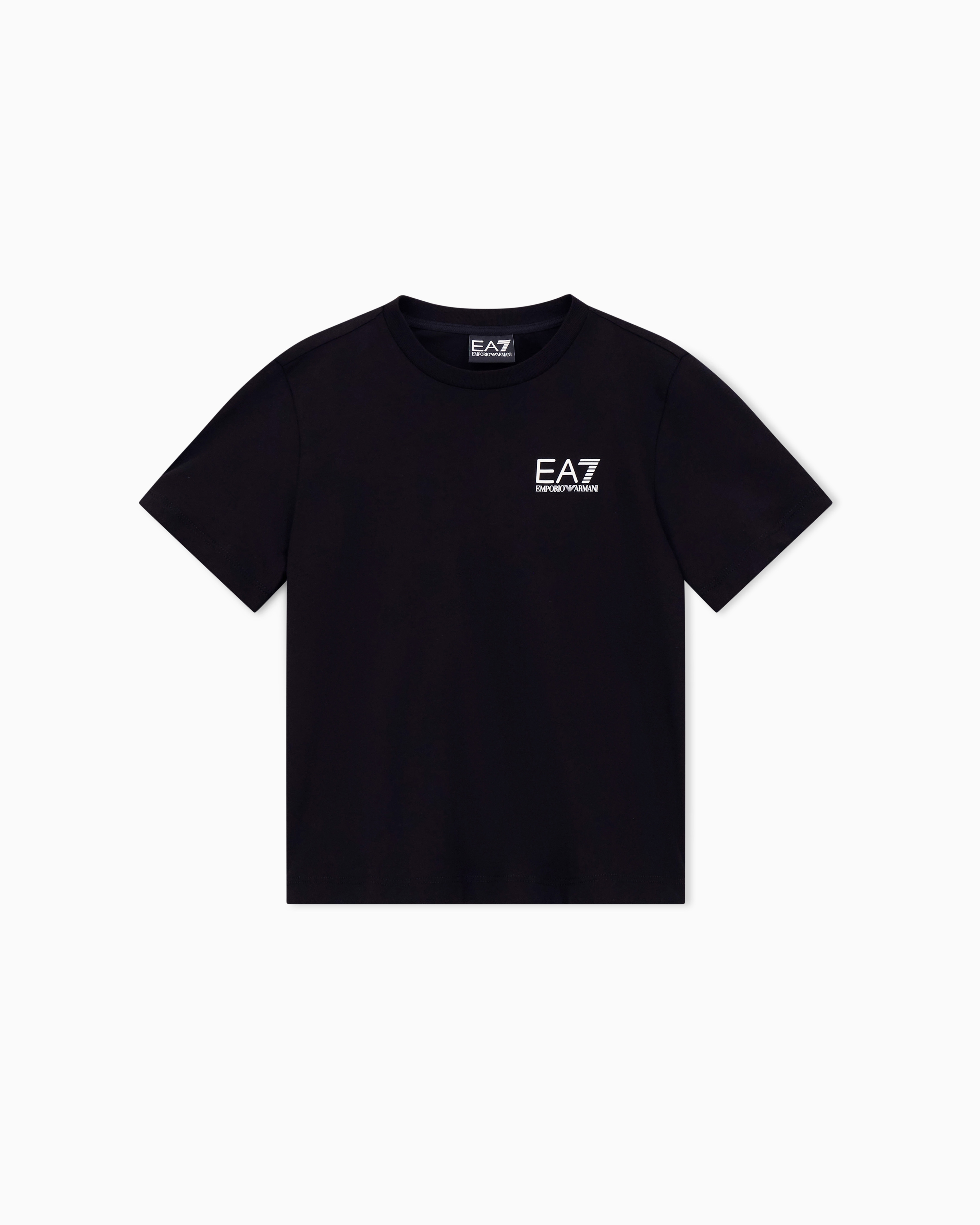 Ea7 Boys Black Regular Fit T-Shirt Core Identity In Cotton Jersey
