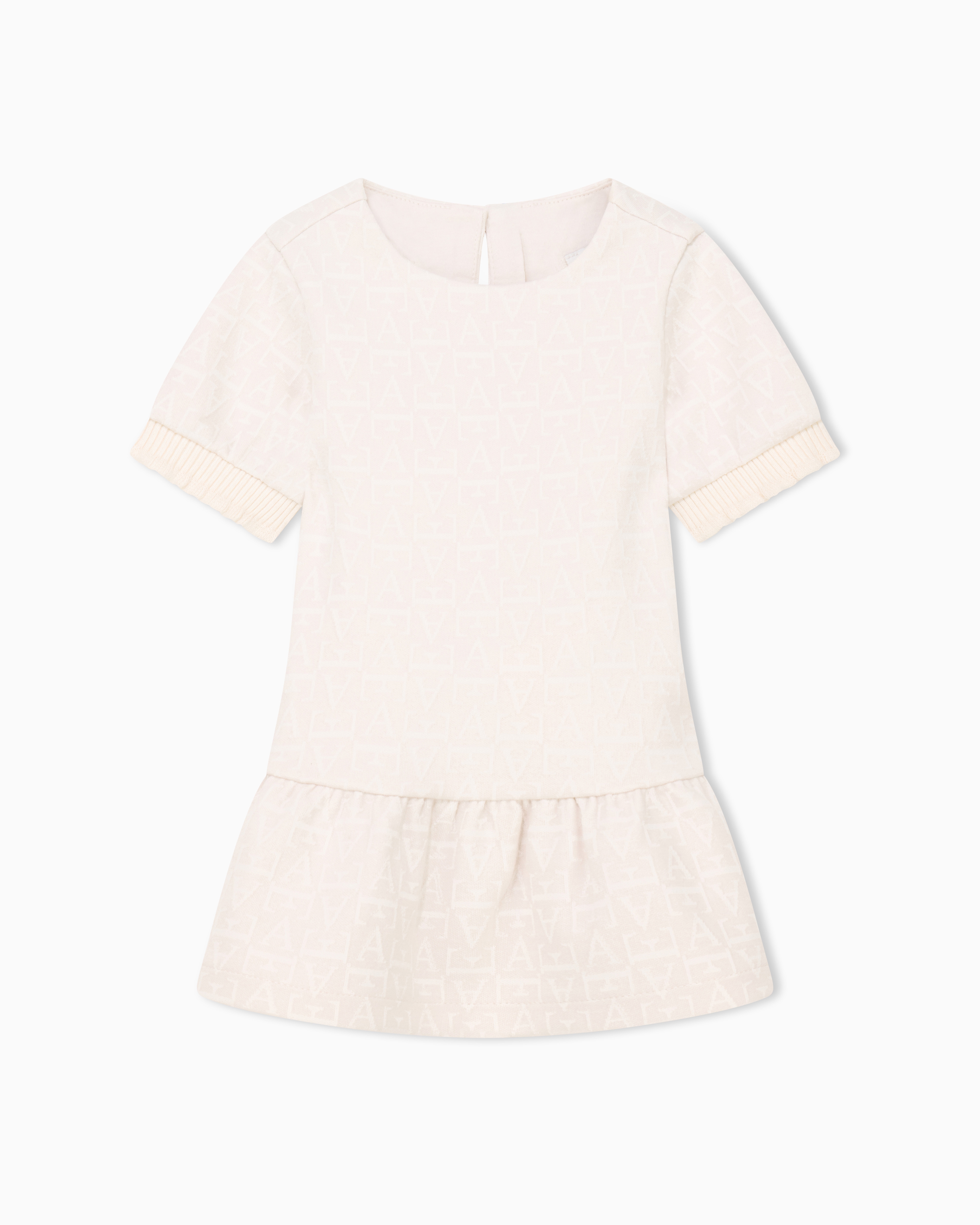 Emporio Armani Women's Beige Dress In Jacquard Double Jersey With Flared Hem