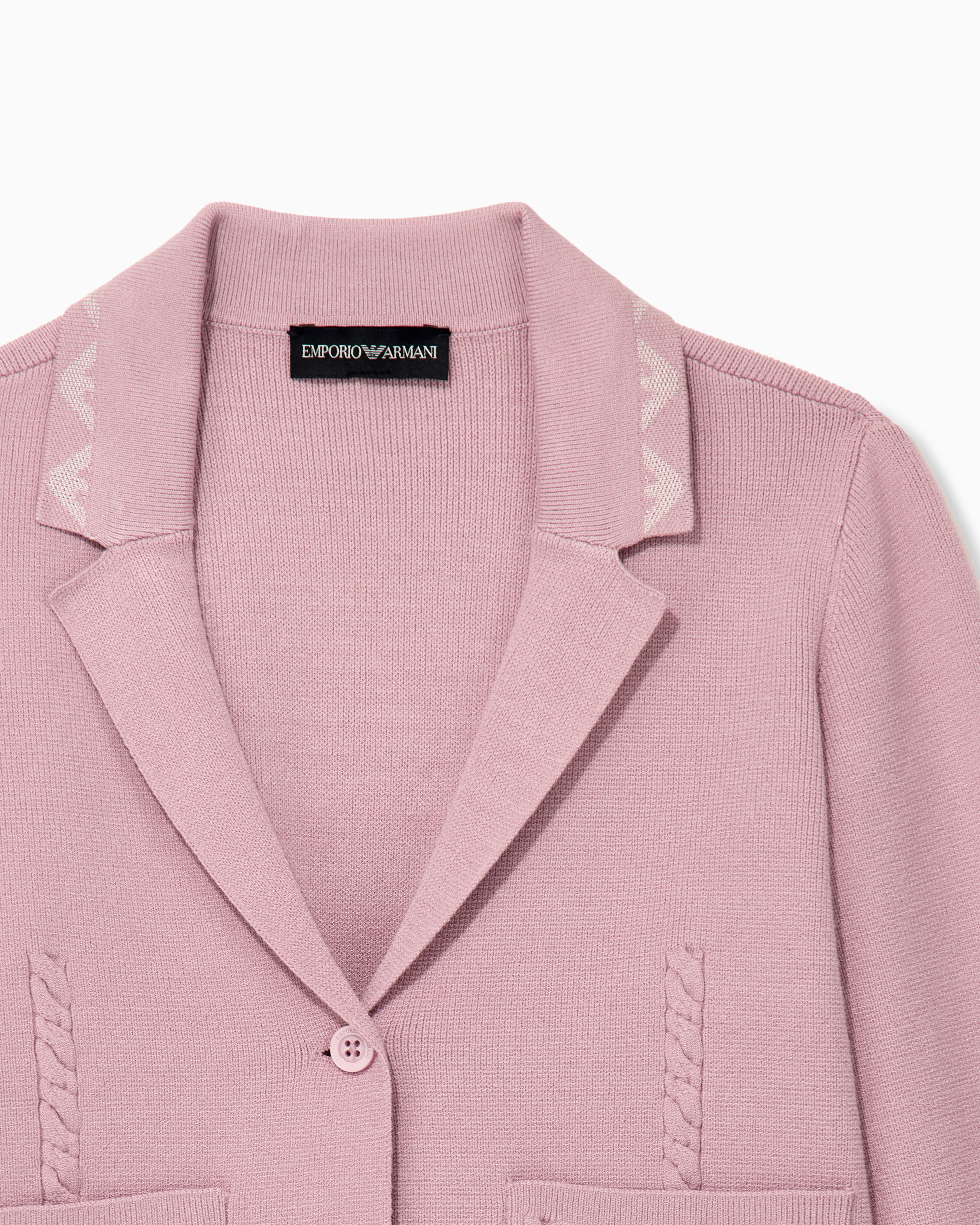 EMPORIO ARMANI ピンクジャケット 130cm Viscose knit blazer with a lapel collar and braided pockets