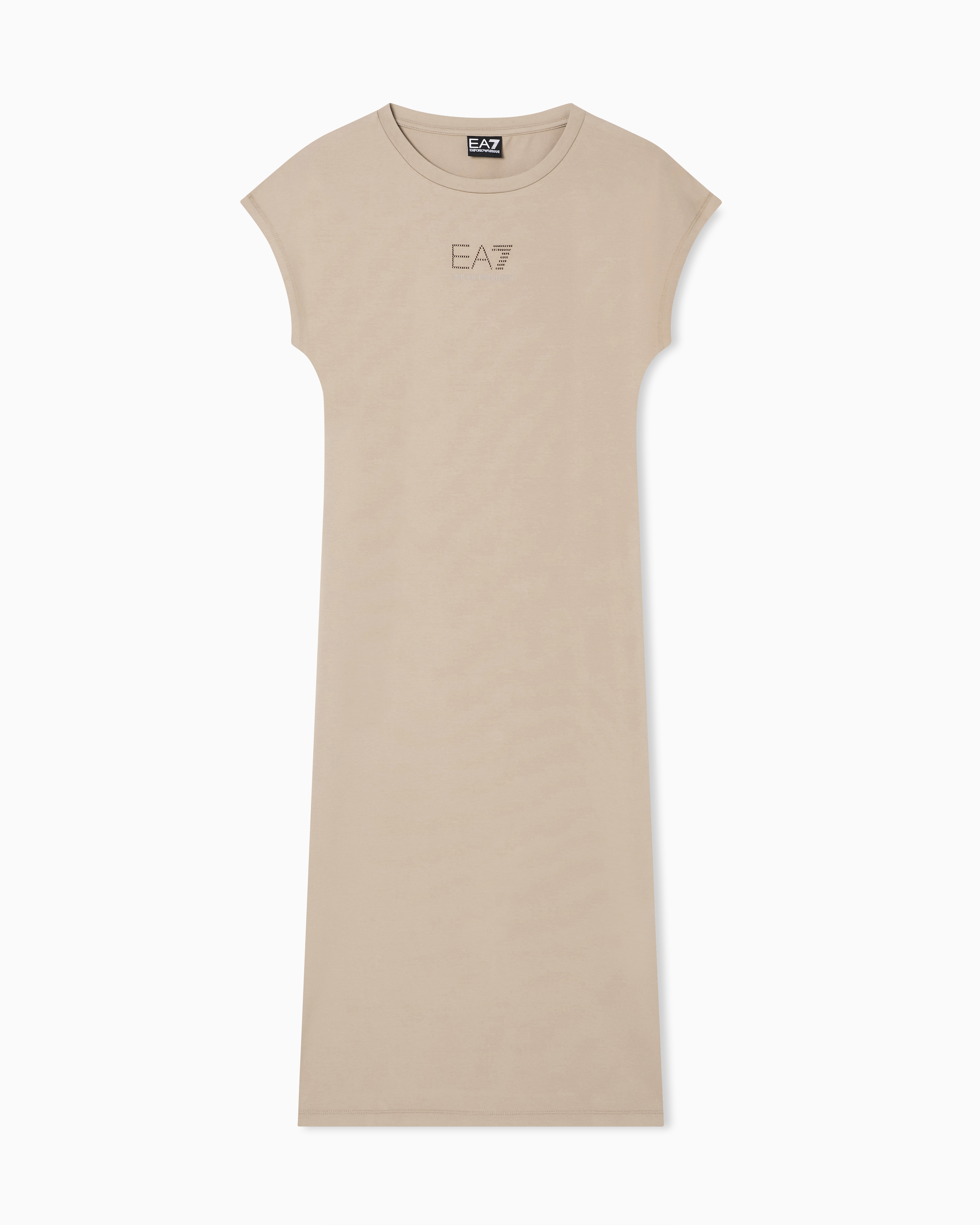 Ea7 Beige Logo Series Stretch Jersey Dress