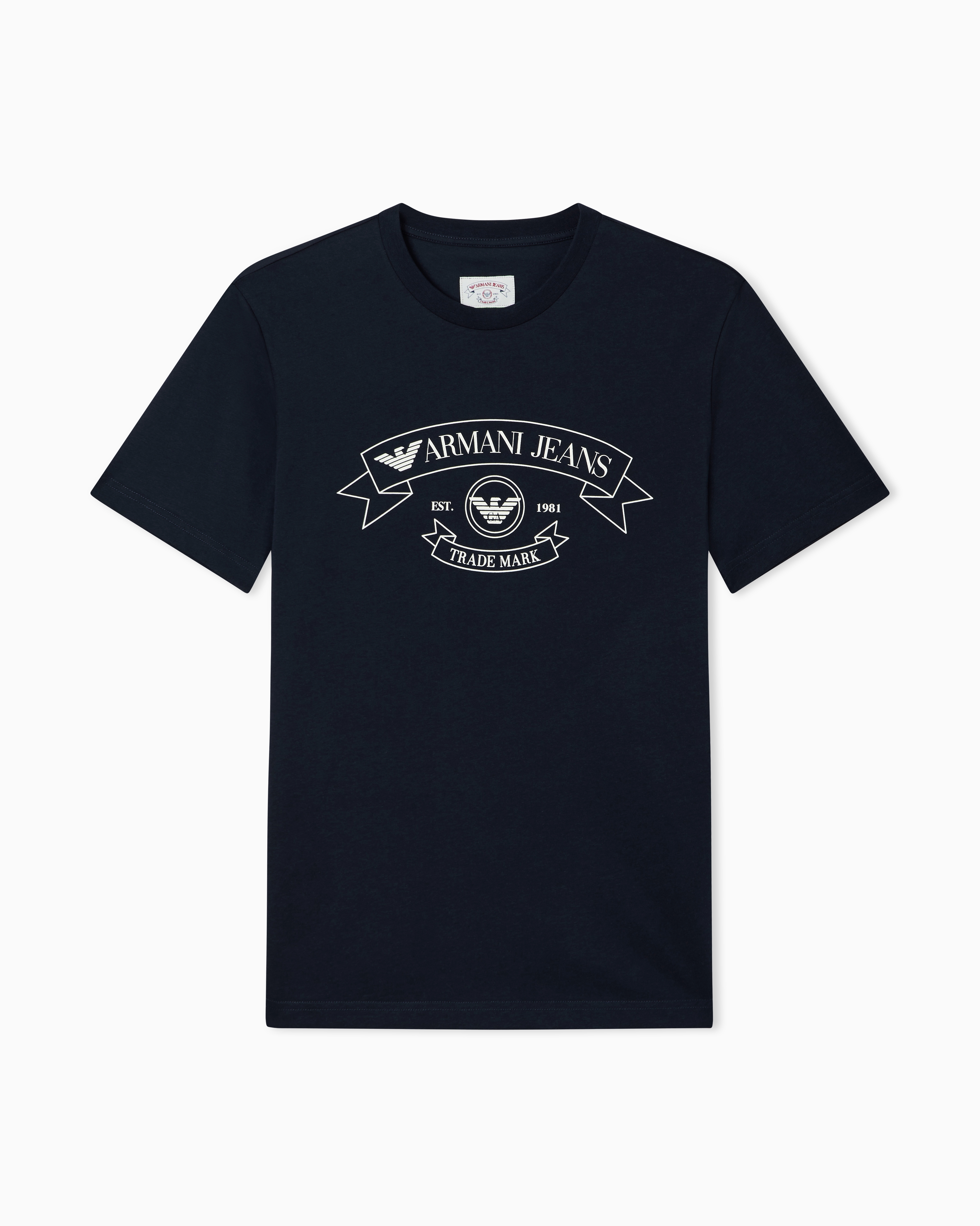 Emporio Armani Navy Blue Armani Jeans Jersey T-Shirt With Print