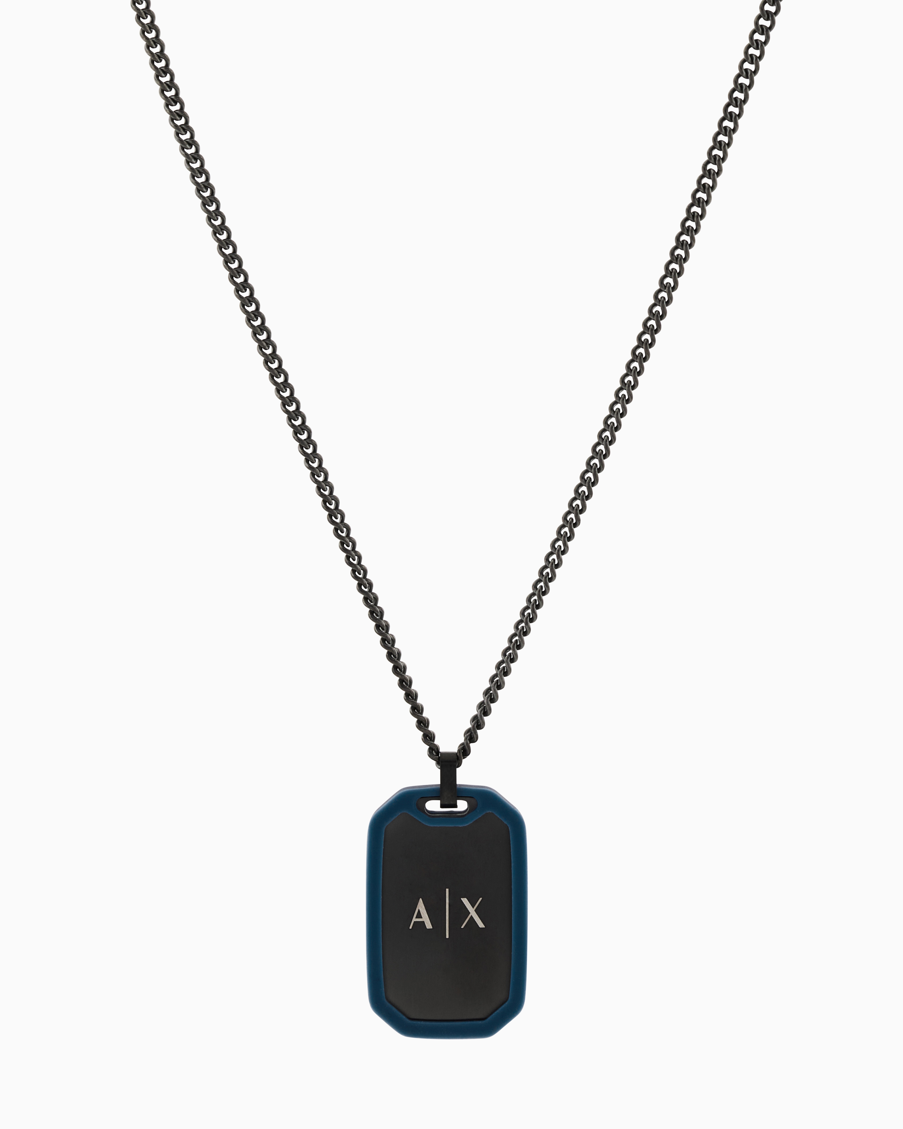 Armani Exchange Multicolored Stainless Steel Dog Tag Necklace