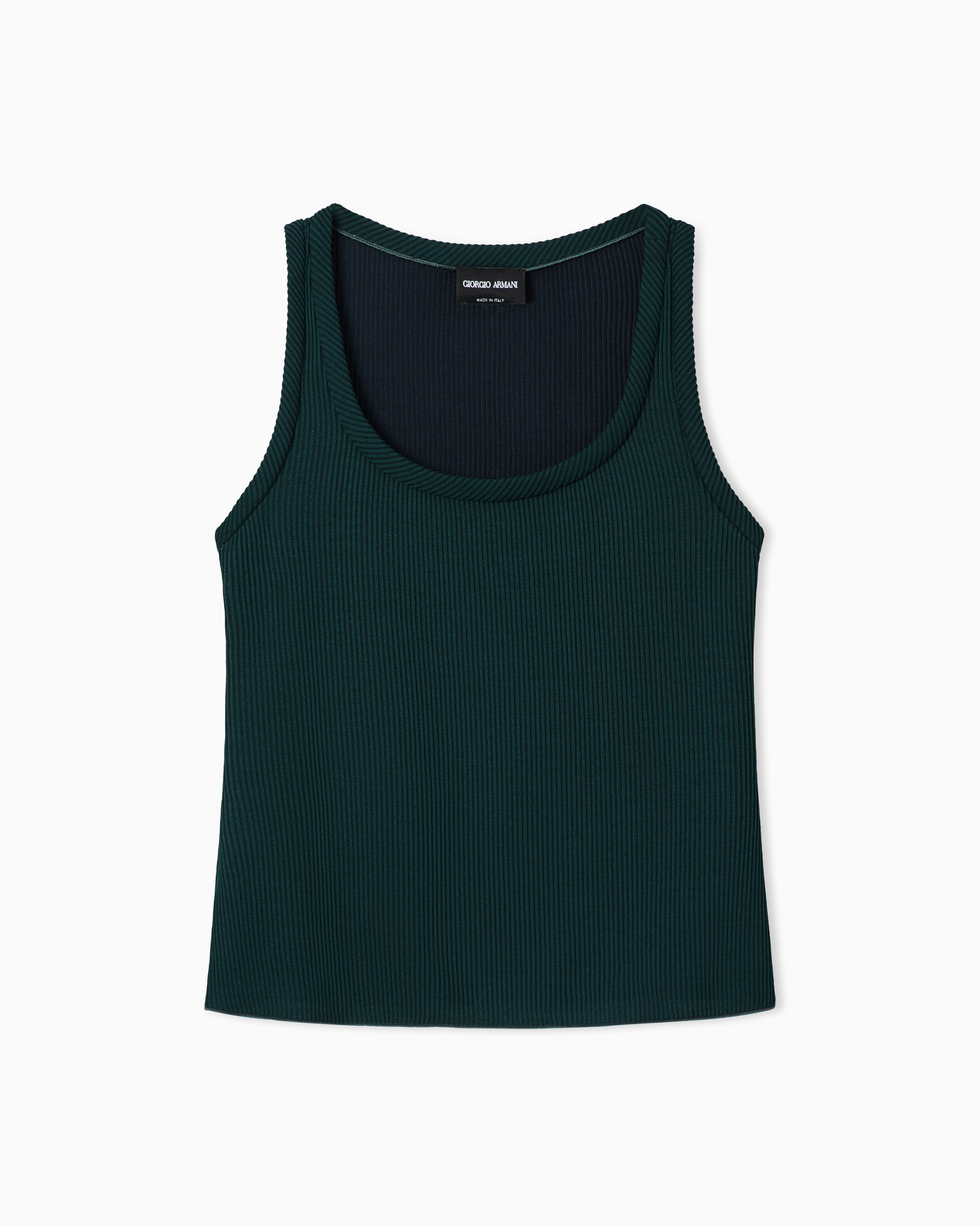 Giorgio Armani Green Ribbed Viscose Top