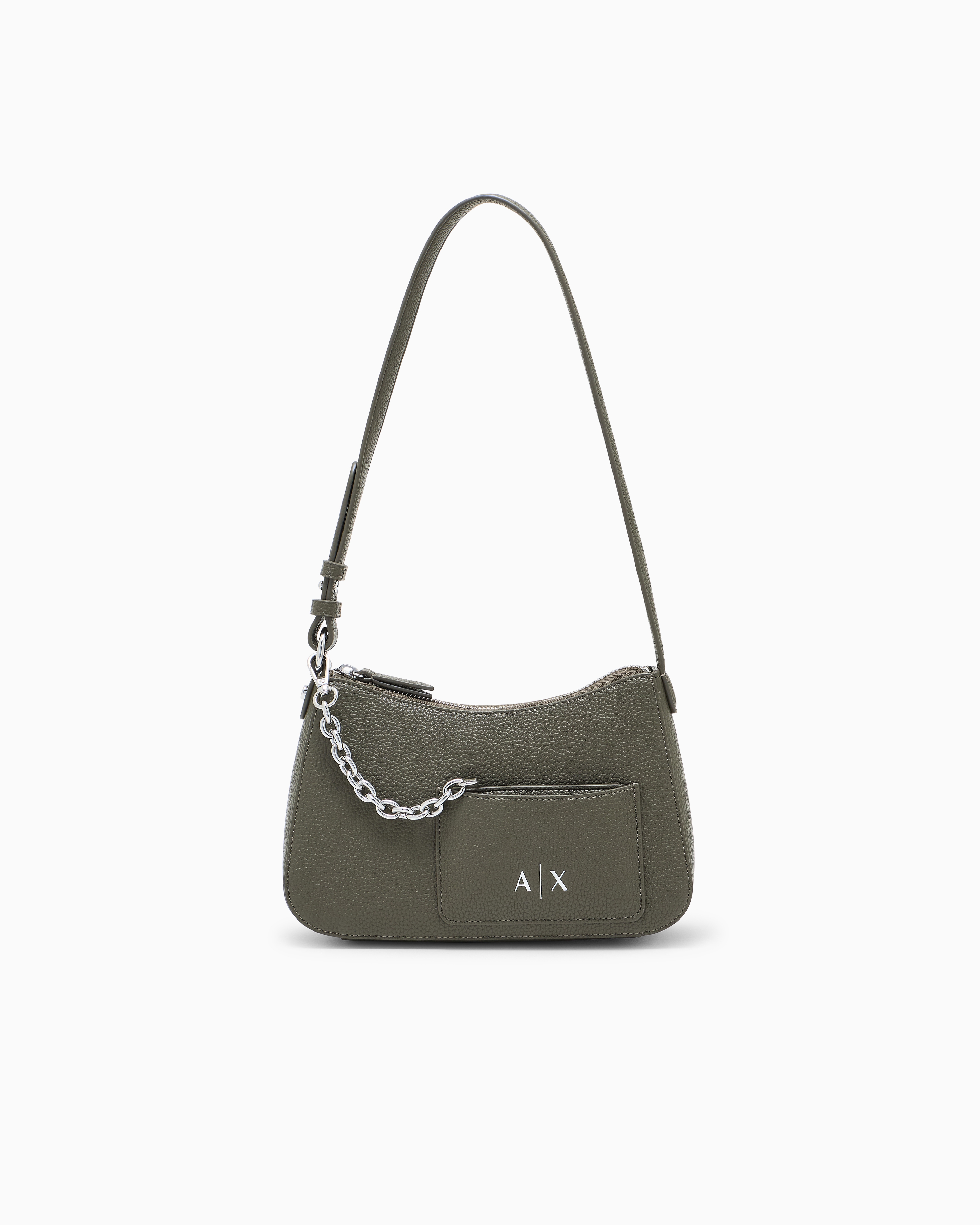 Armani Exchange Green Clutch Bag With An Adjustable Strap And Chain