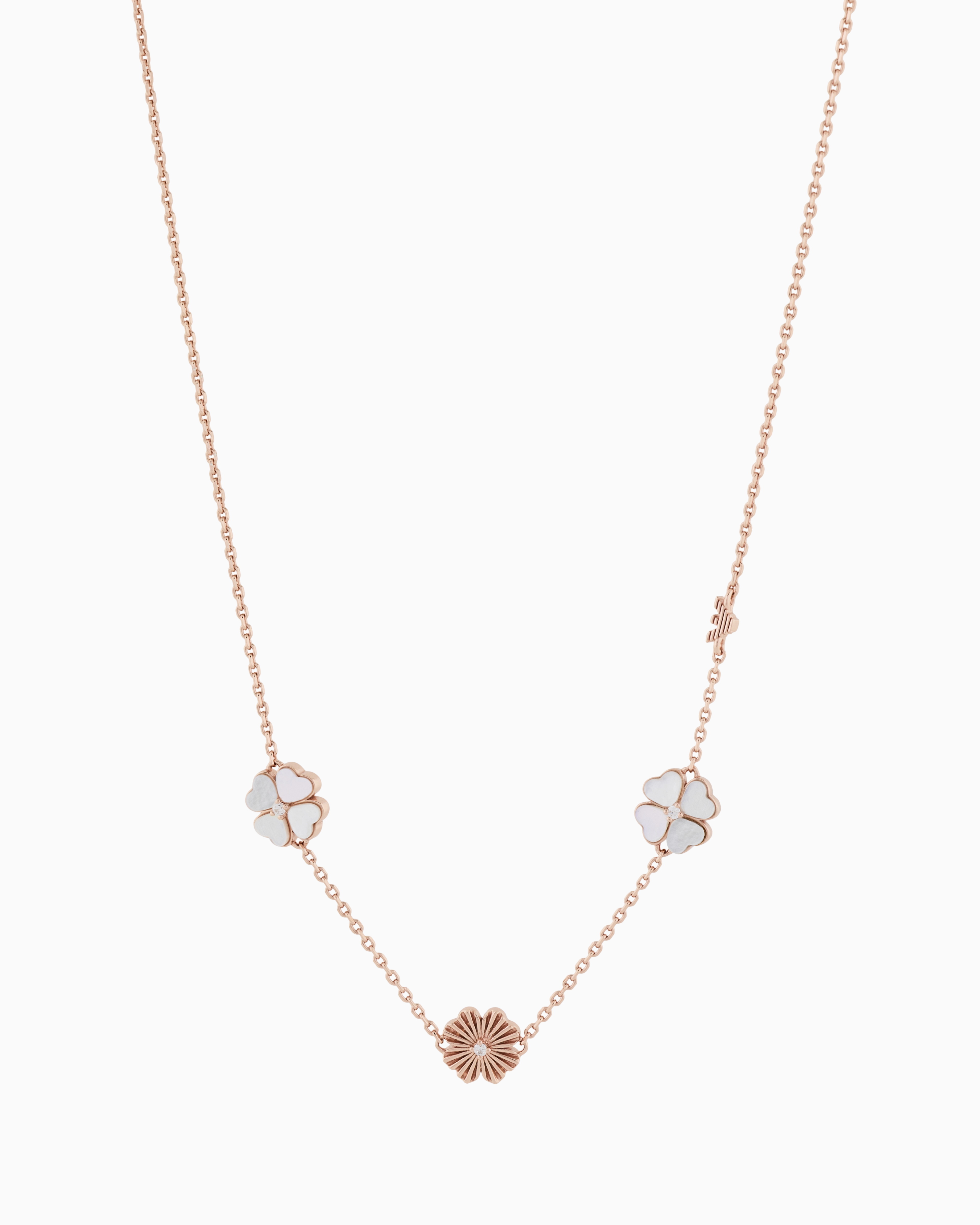 Emporio Armani Multicolored Mother Of Pearl Clover Necklace