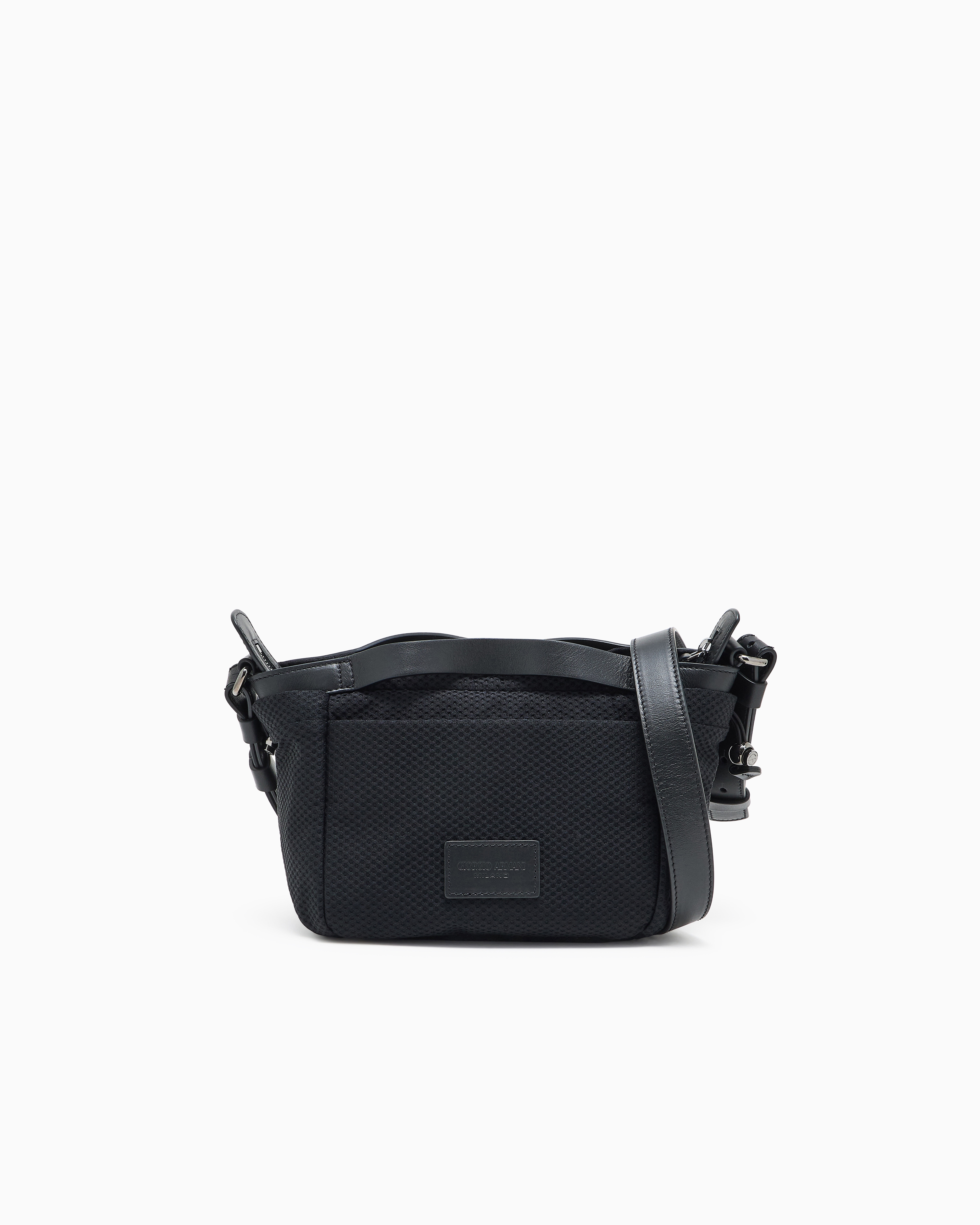 Giorgio Armani Black Mesh And Leather Crossbody Bag