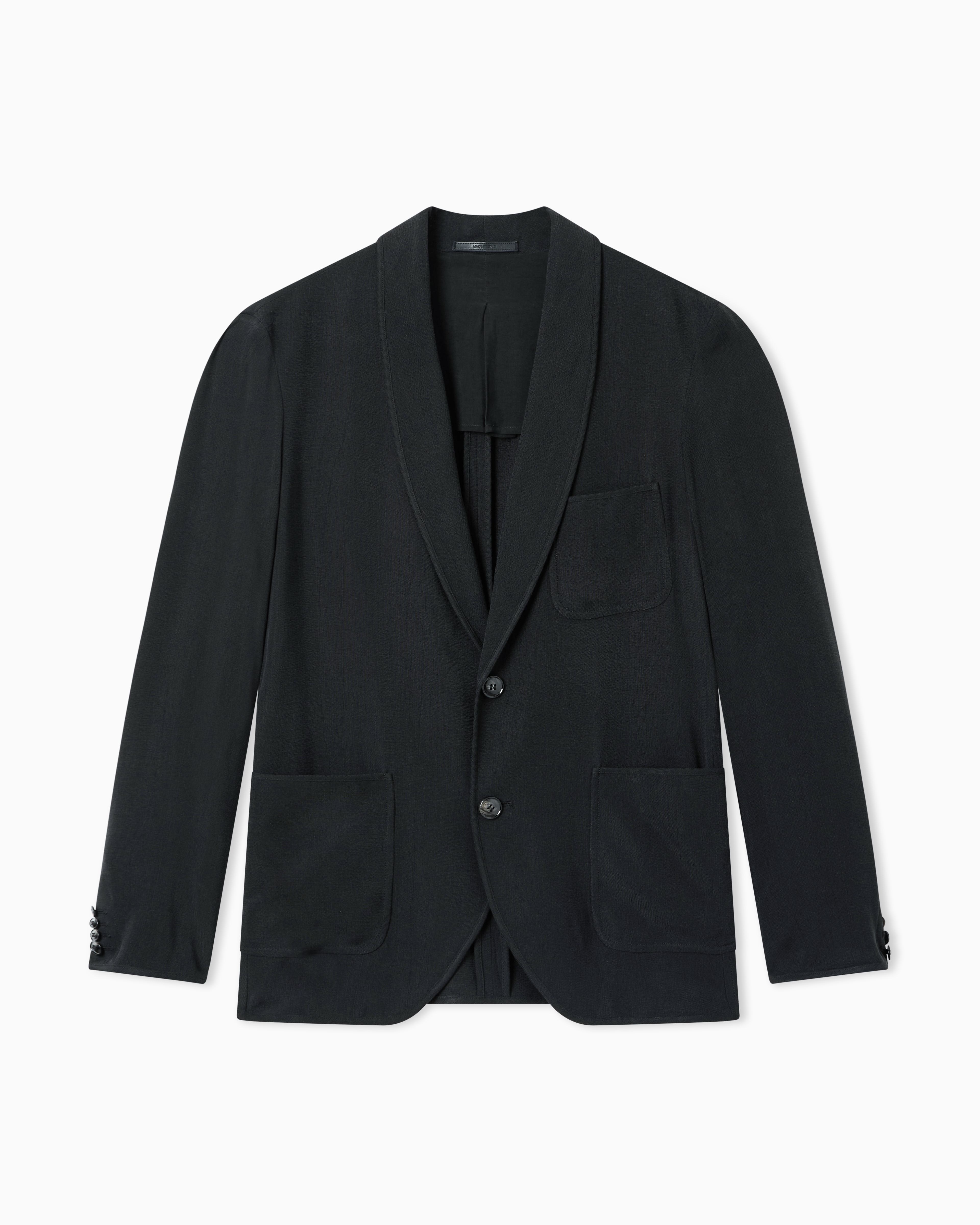 Giorgio Armani Black Single-Breasted Jacket In Cupro Basketweave