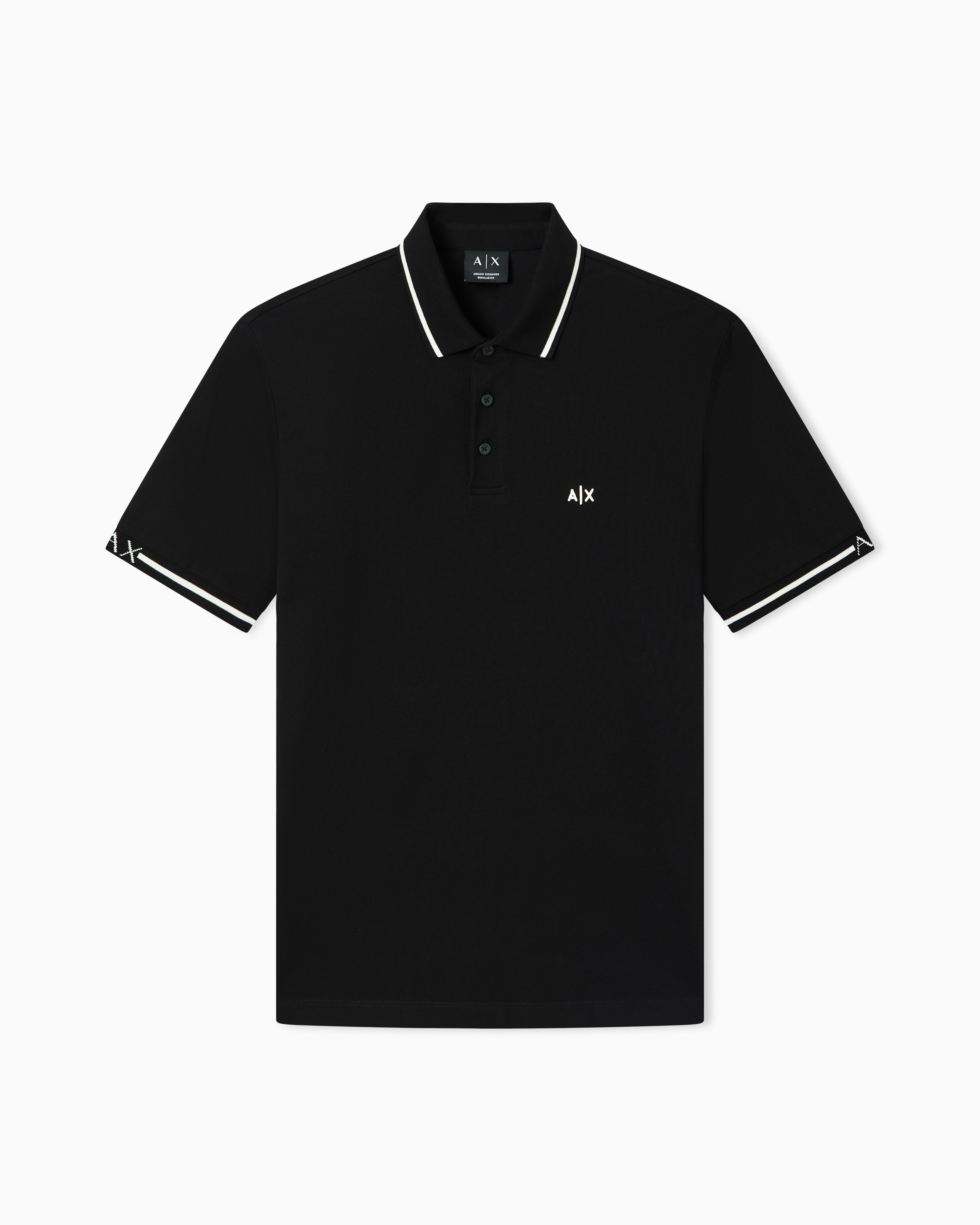 Armani Exchange Black Classic And Refined Cotton Piqué Polo Shirt