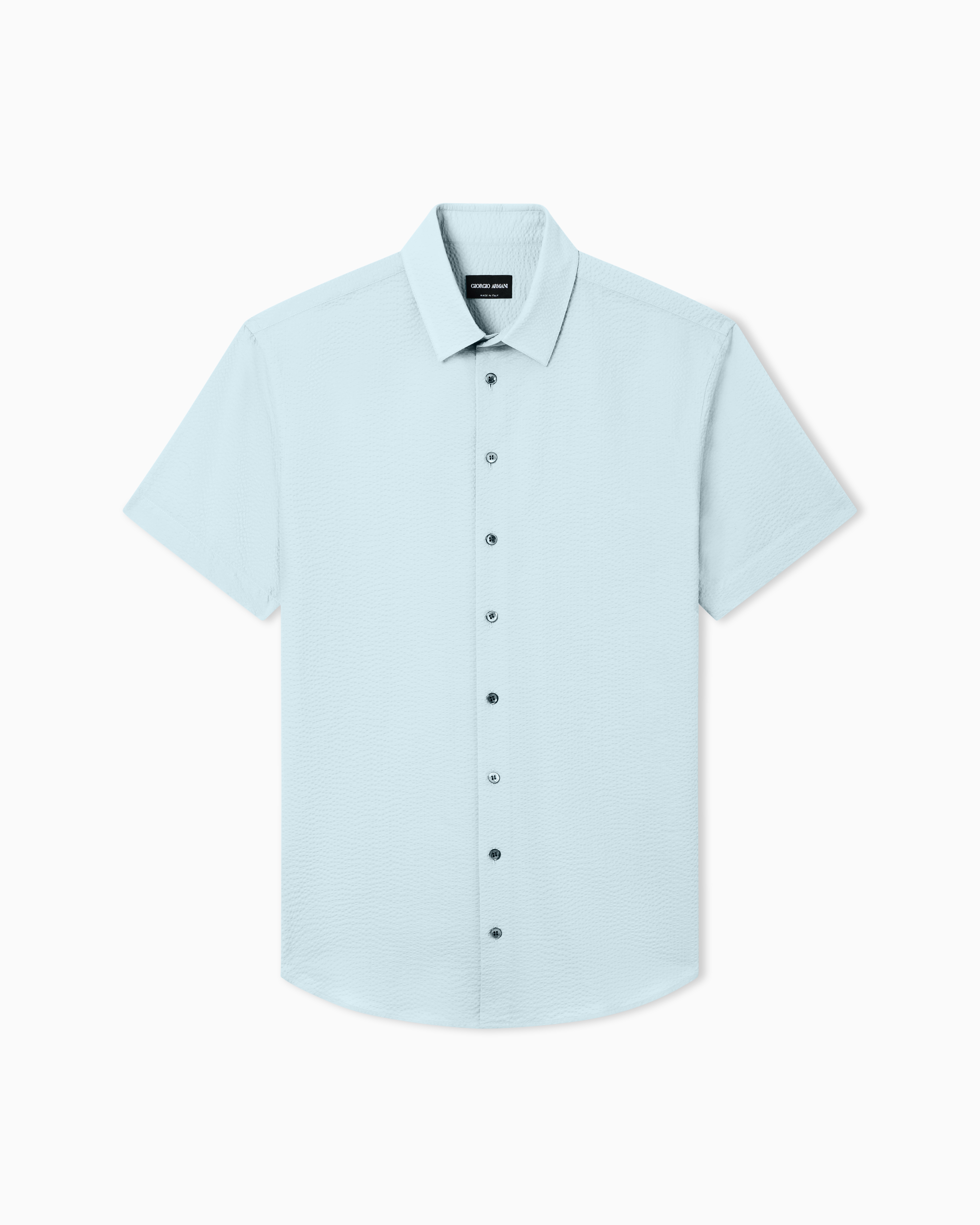 Giorgio Armani Camicia A Maniche Corte In Seersucker Di Cotone